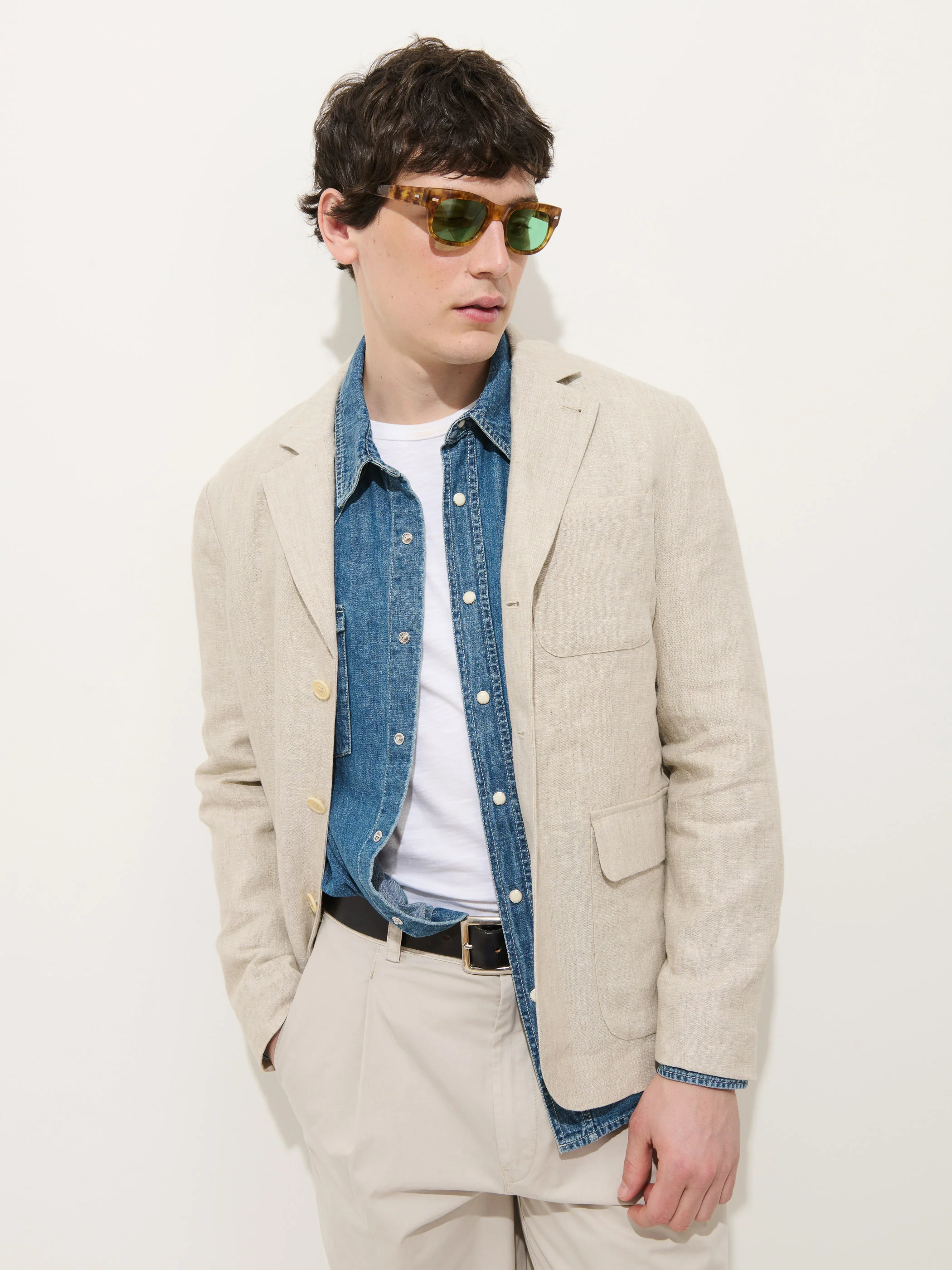 Mercer Linen Jacket In Flax - Image 16