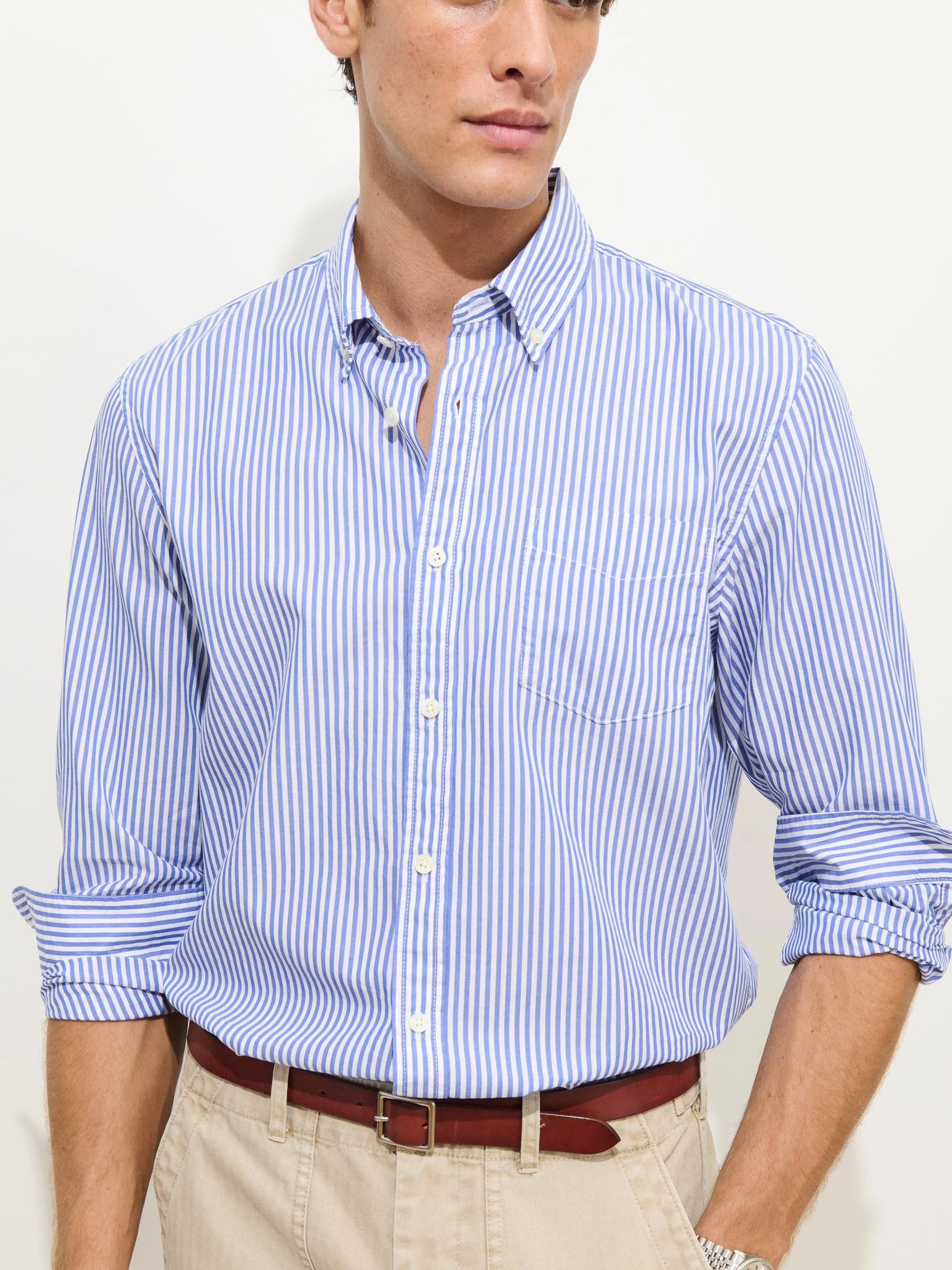 Mill Shirt In Stripe Portuguese Poplin - Image 3