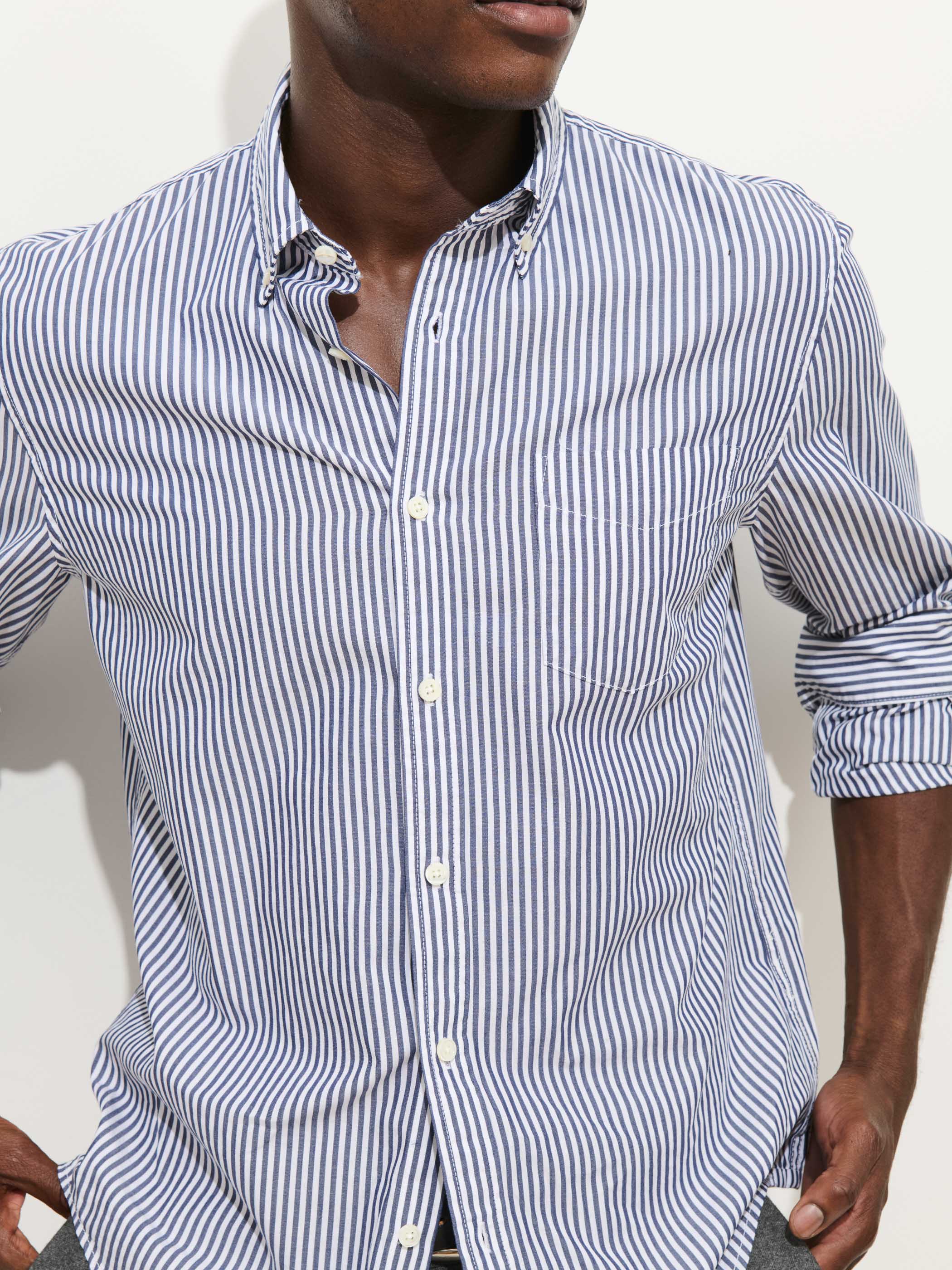 Mill Shirt In Stripe Portuguese Poplin - Image 3