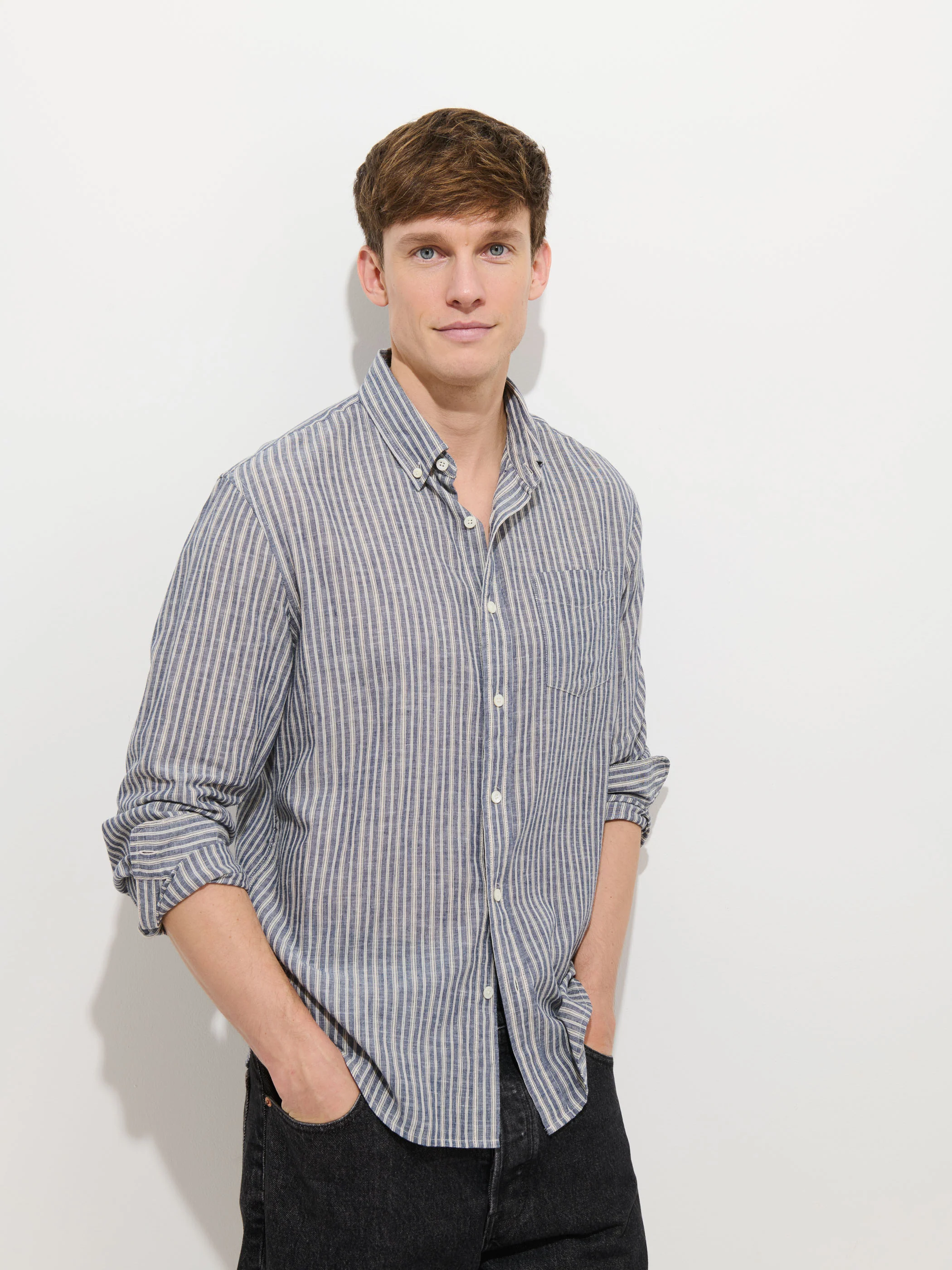 Mill Striped Shirt In Chambray
