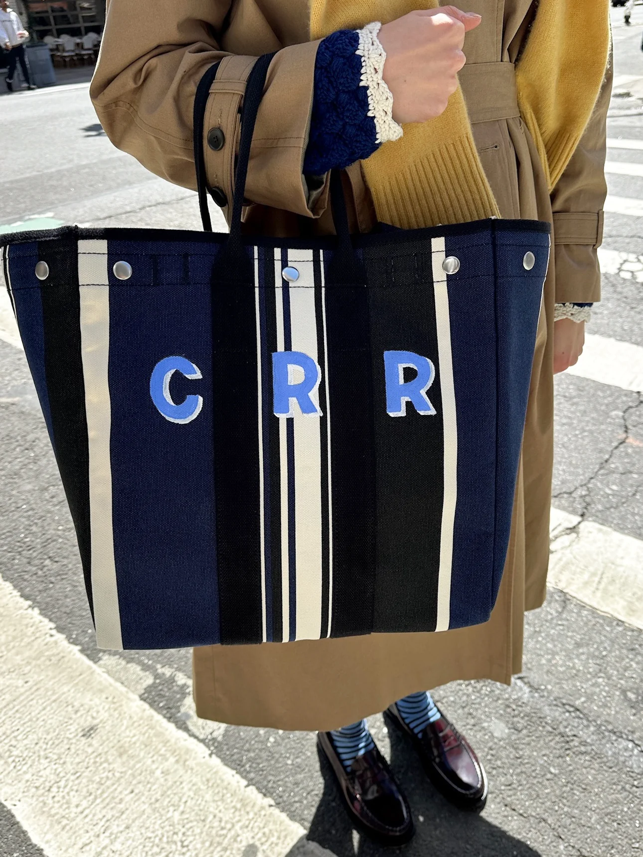 Painted Perfect Weekday Tote in Navy Cabana Stripe - Image 3