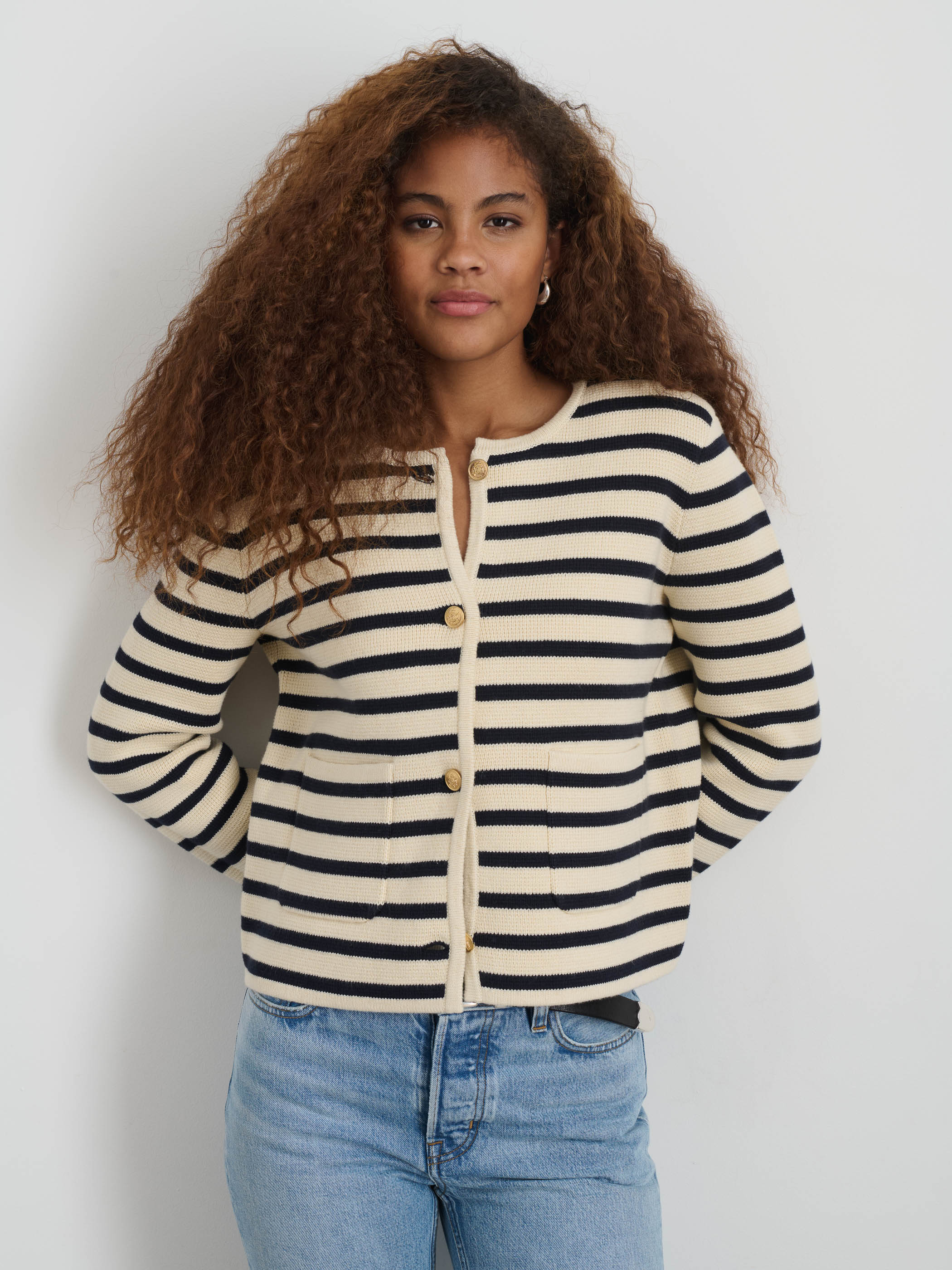 Paris Sweater Jacket in Stripe - Image 3