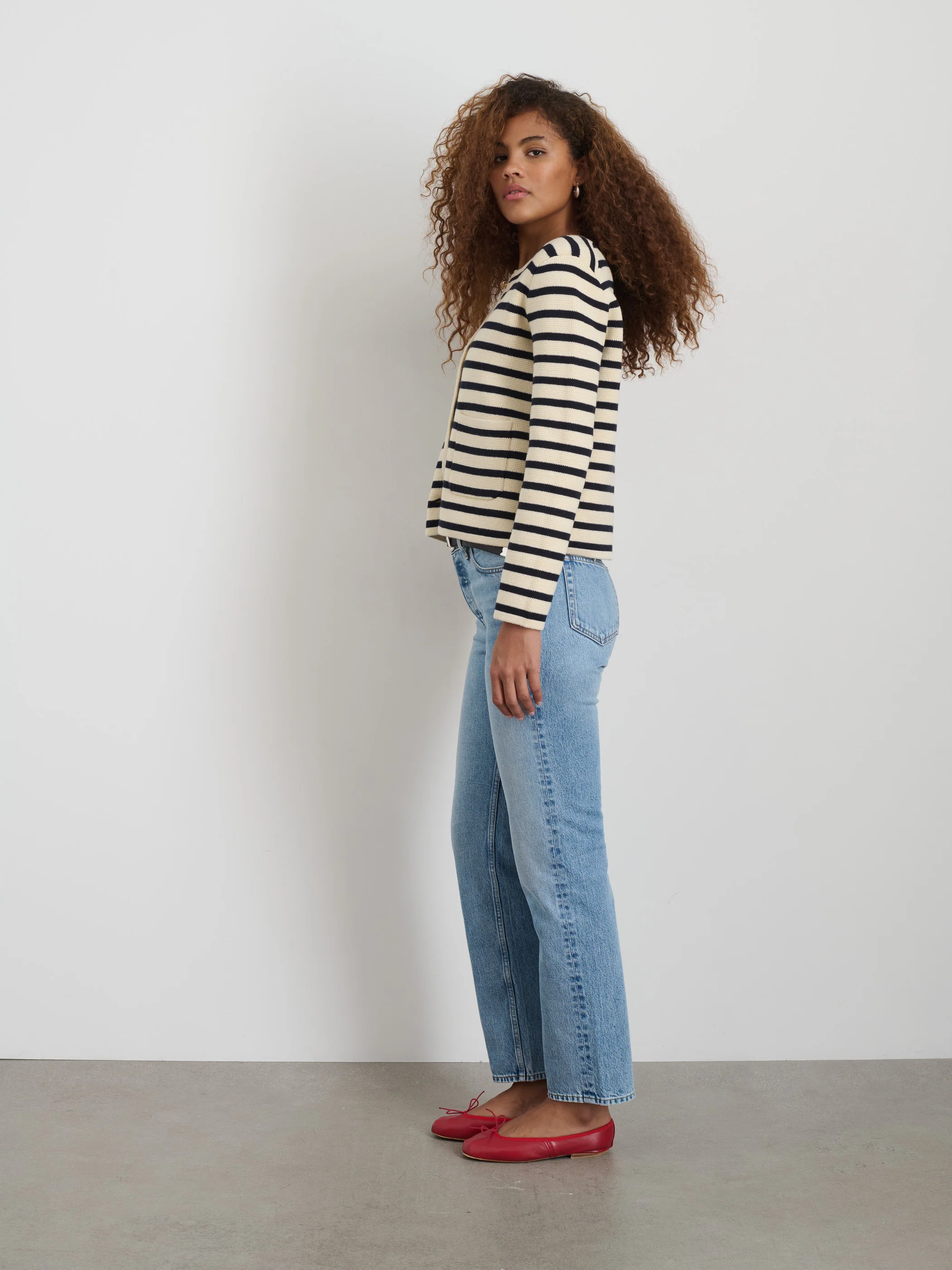 Paris Sweater Jacket in Stripe - Image 4