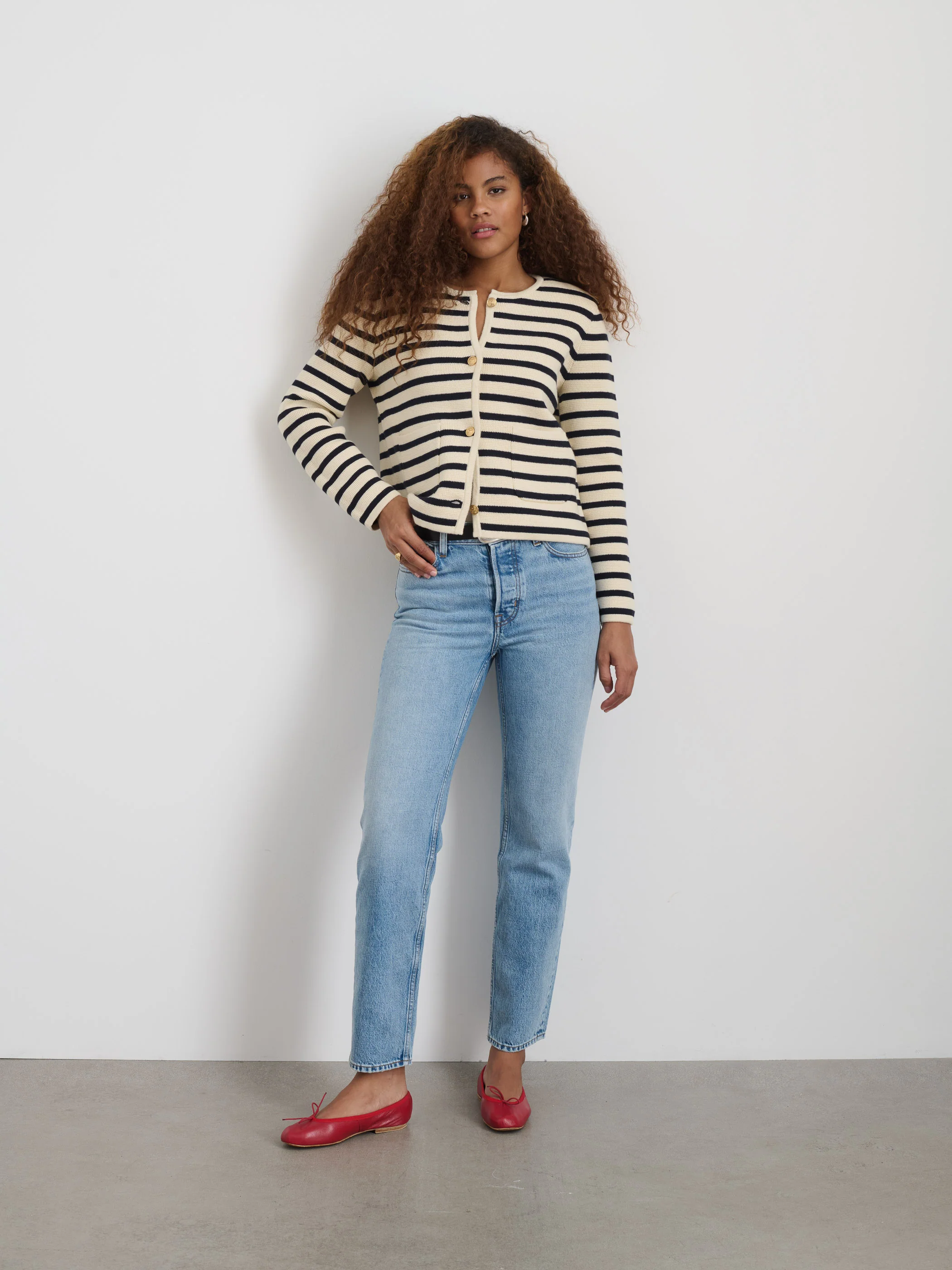 Paris Sweater Jacket in Stripe - Image 7