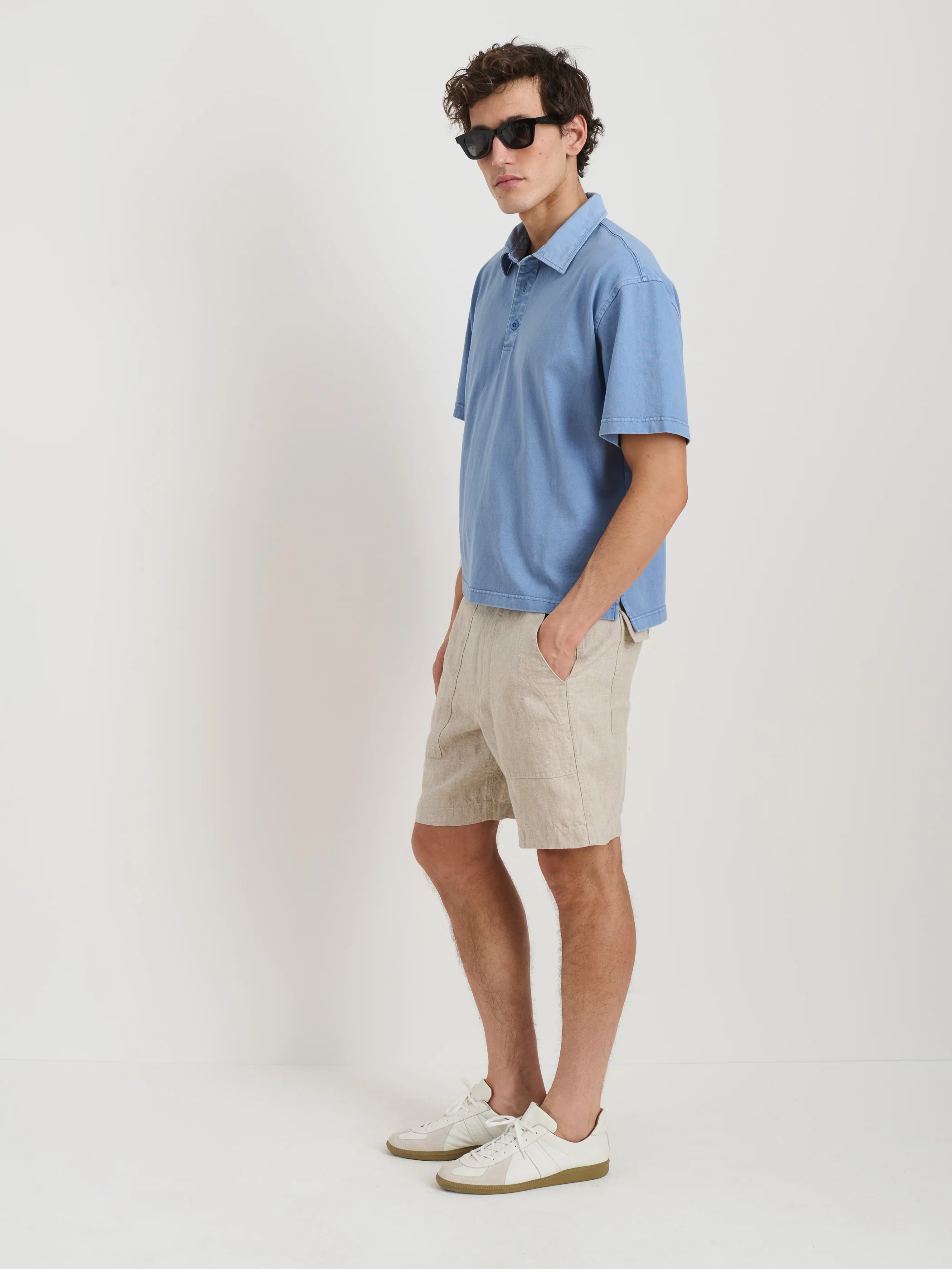 Pull On Field Short In Flax Linen - Image 4