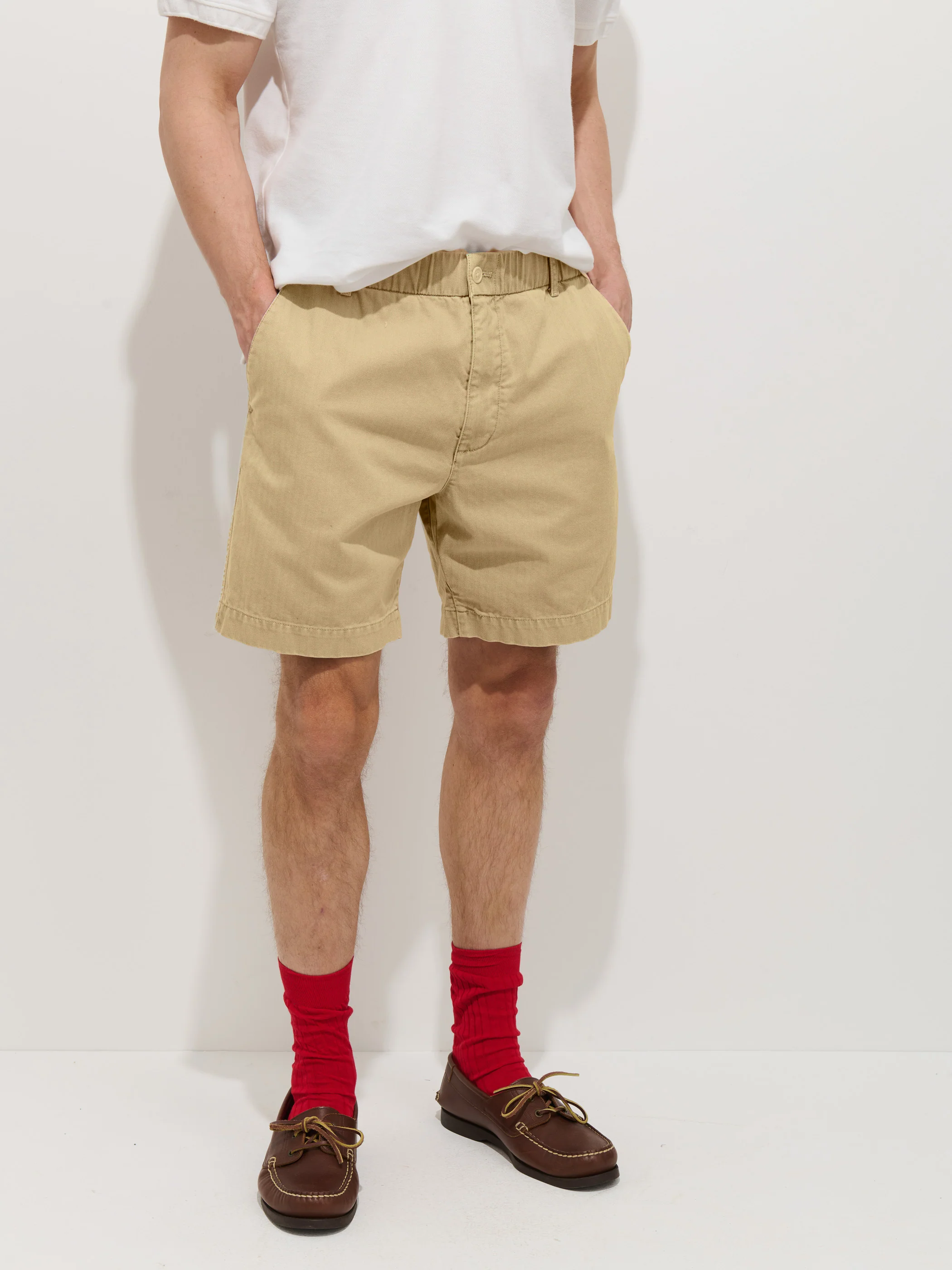Pull On Short In Cotton Herringbone - Image 3