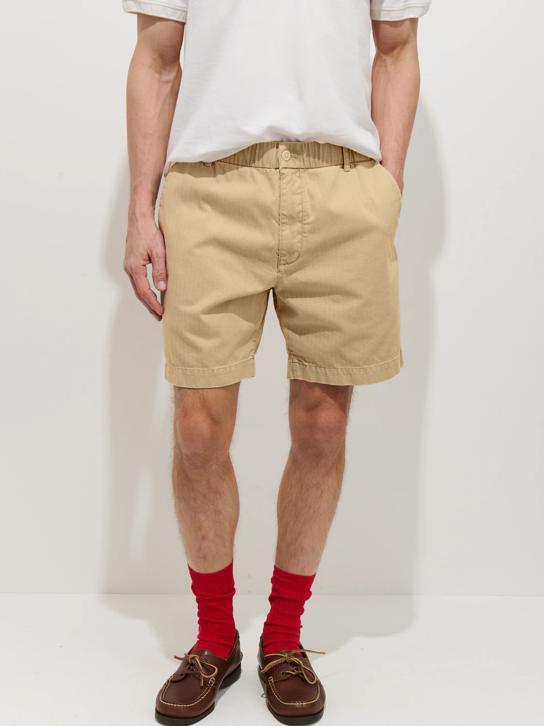 Pull On Short In Cotton Herringbone - Image 4