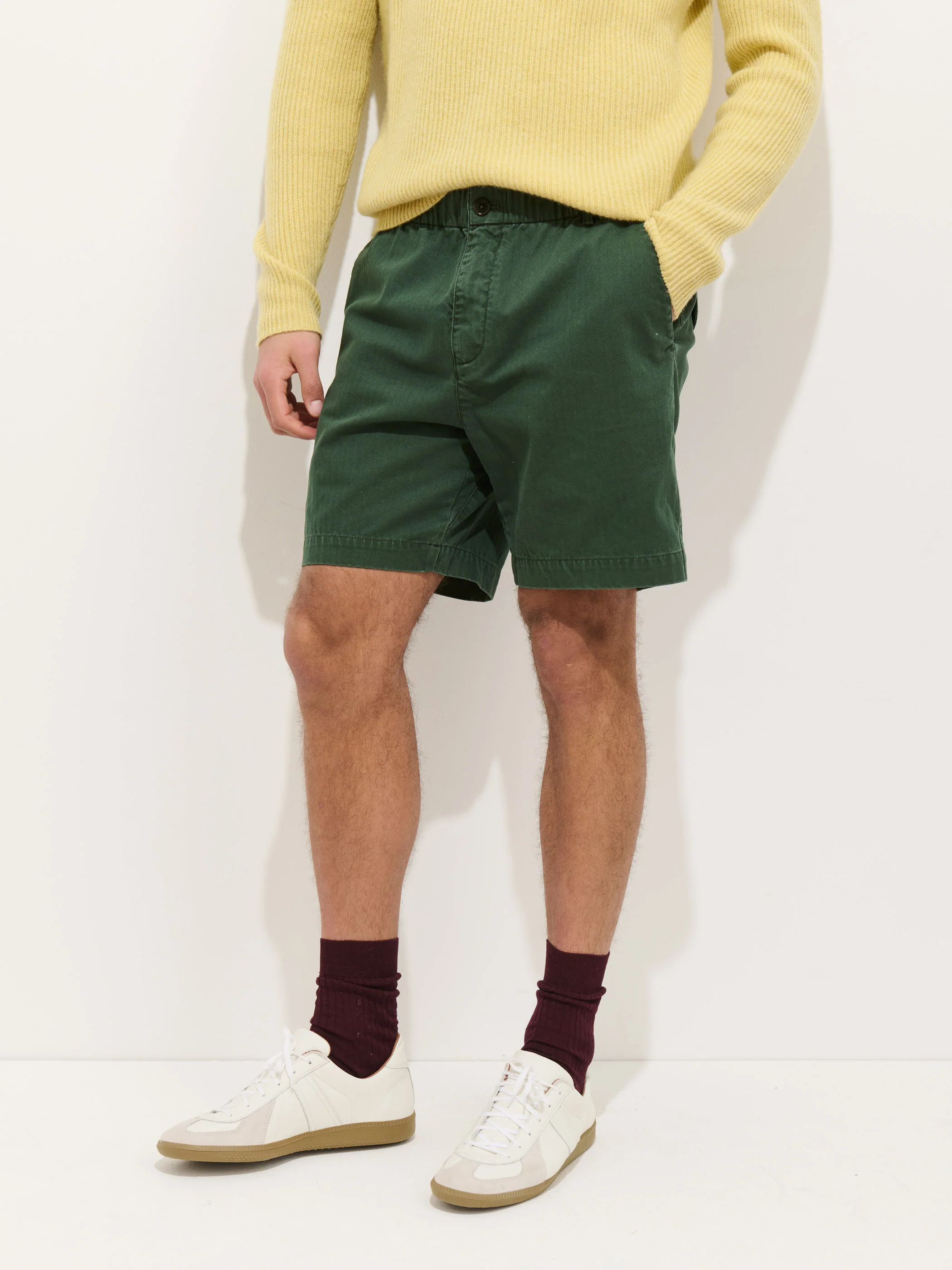 Pull On Short In Cotton Herringbone - Image 3