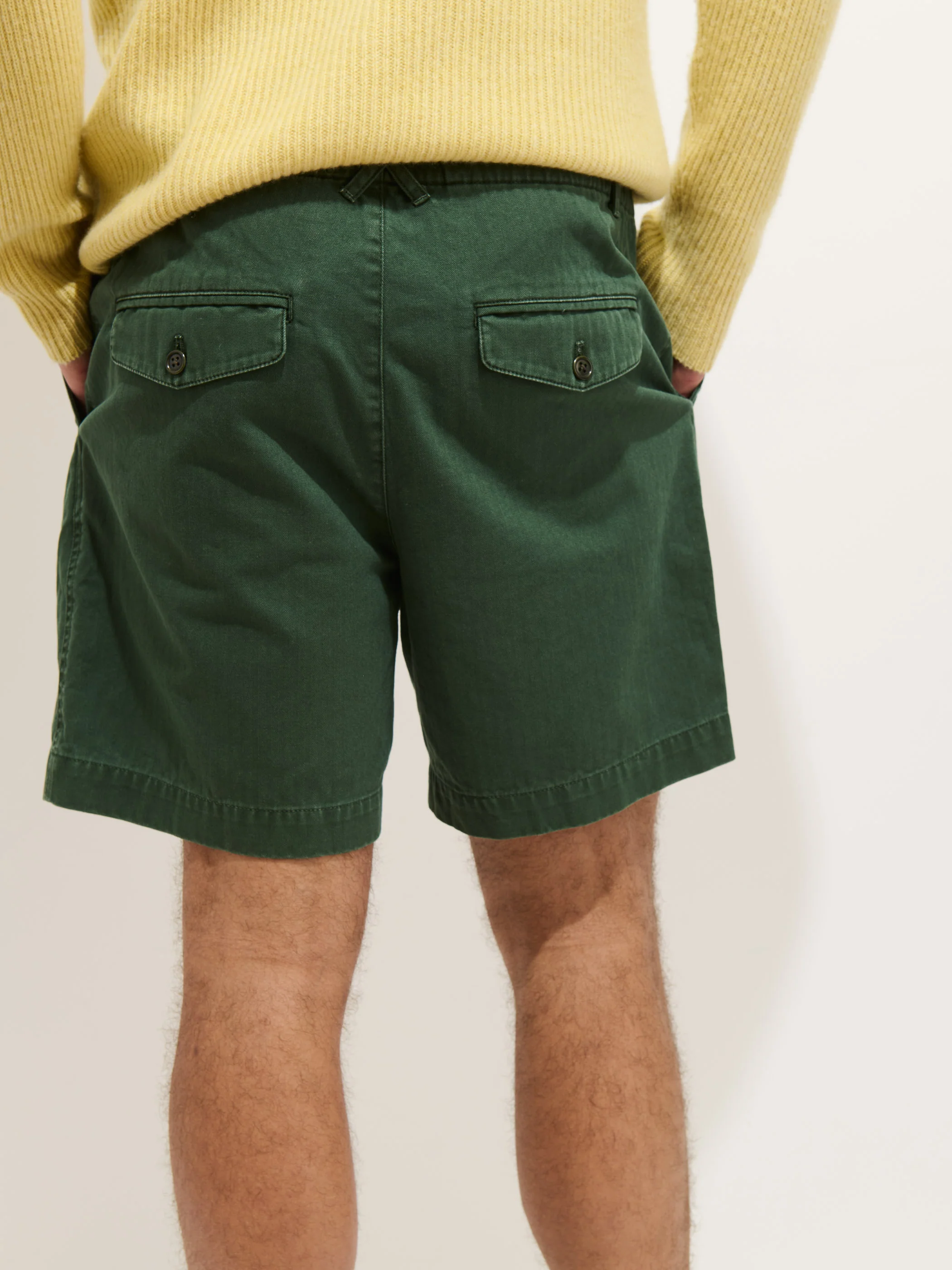 Pull On Short In Cotton Herringbone - Image 4