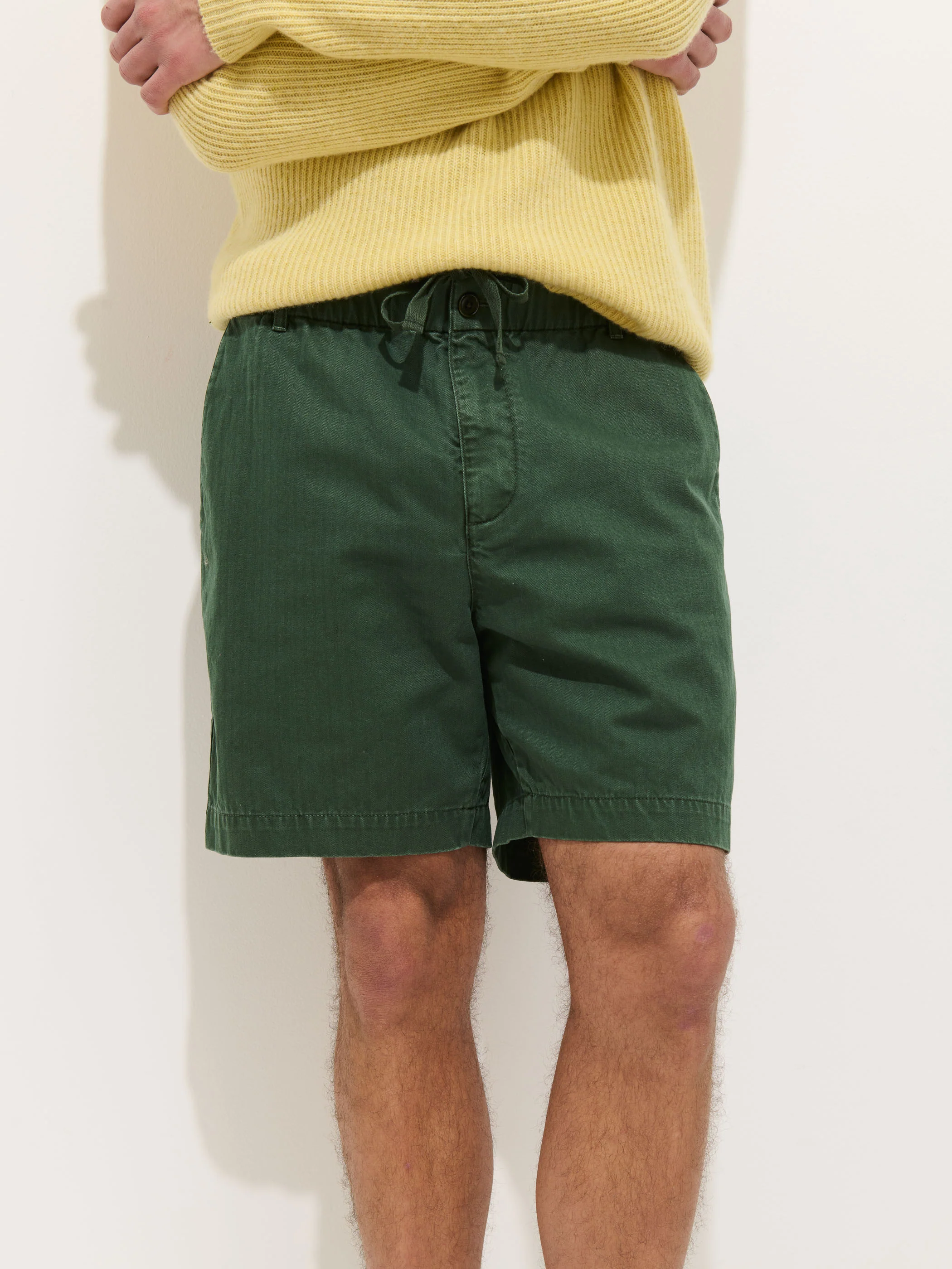Pull On Short In Cotton Herringbone - Image 5