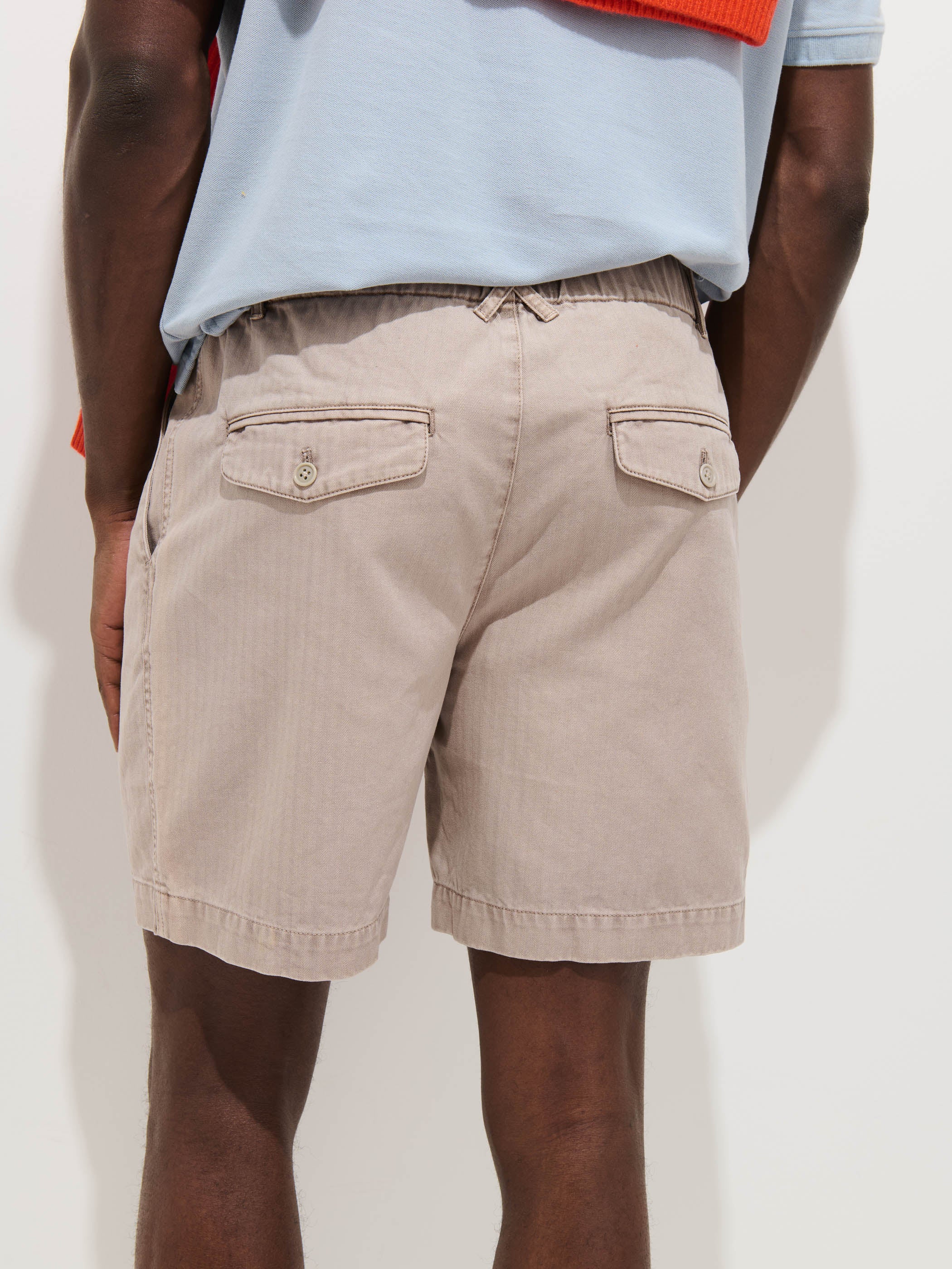 Pull On Short In Cotton Herringbone - Image 5