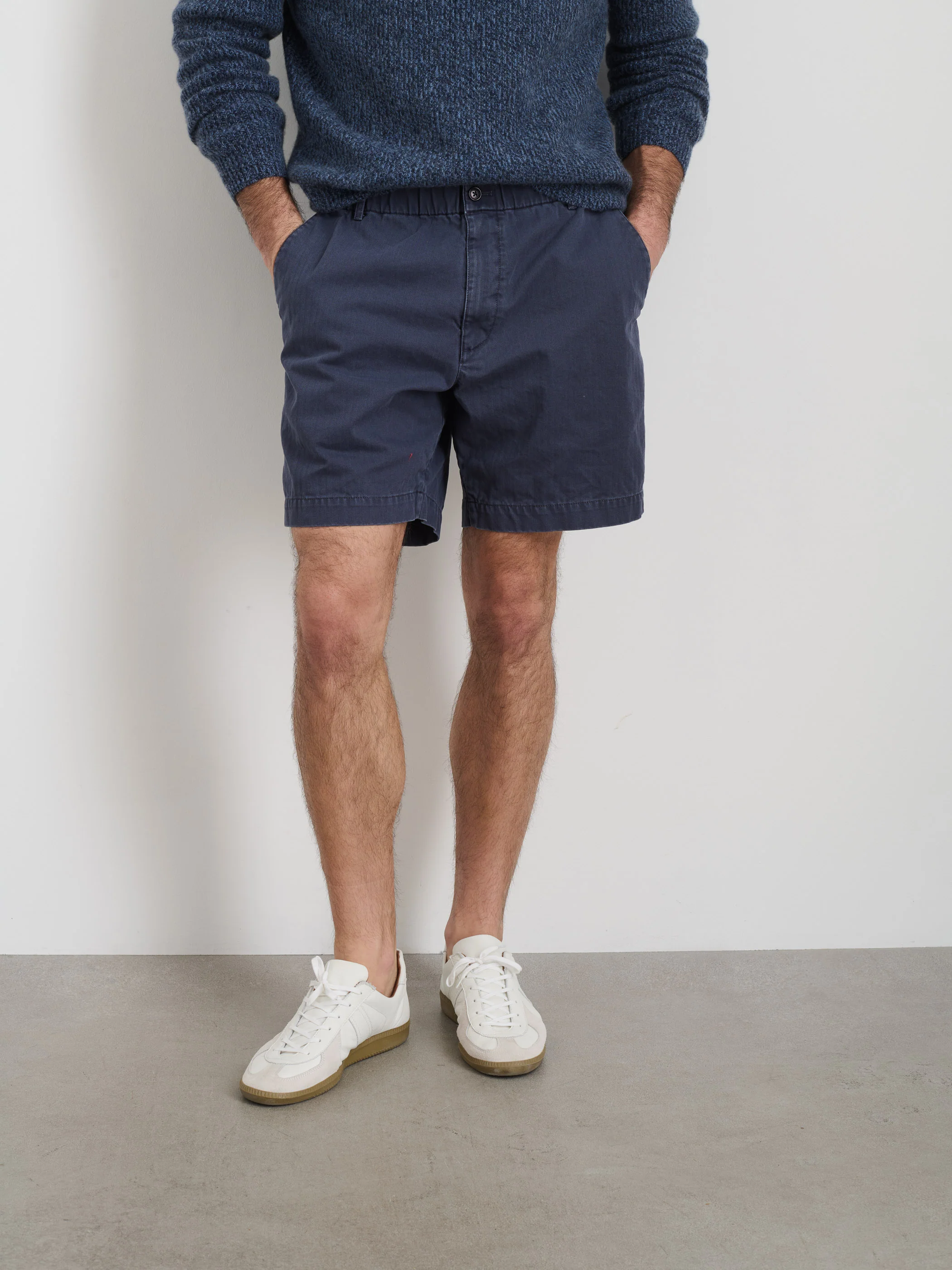 Pull On Short In Cotton Herringbone - Image 3