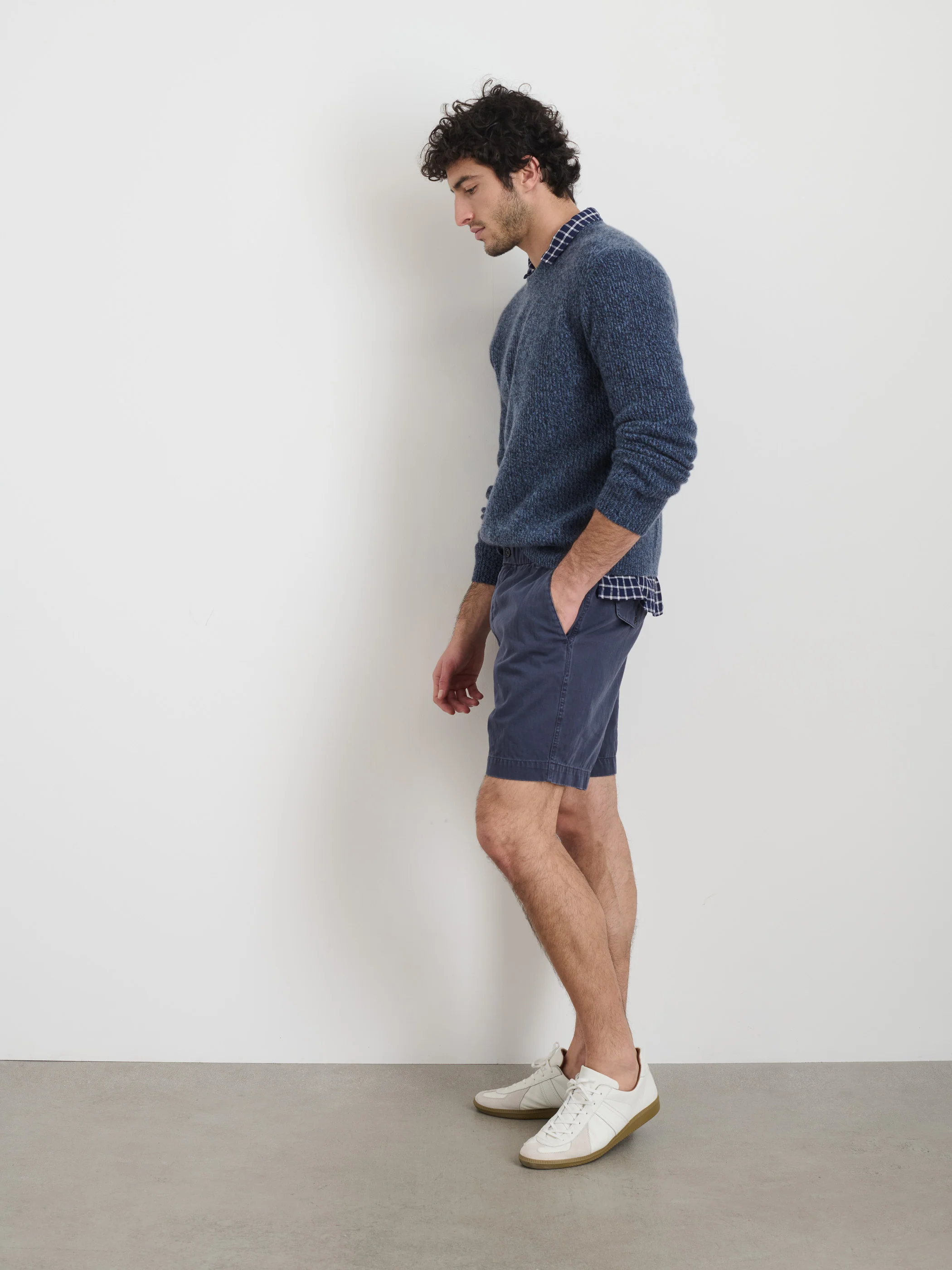 Pull On Short In Cotton Herringbone - Image 4