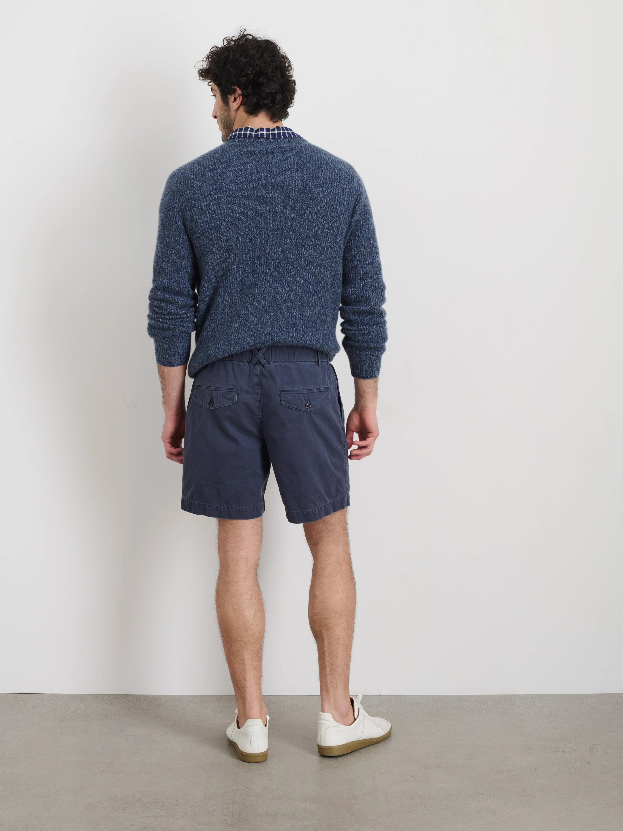 Pull On Short In Cotton Herringbone - Image 5