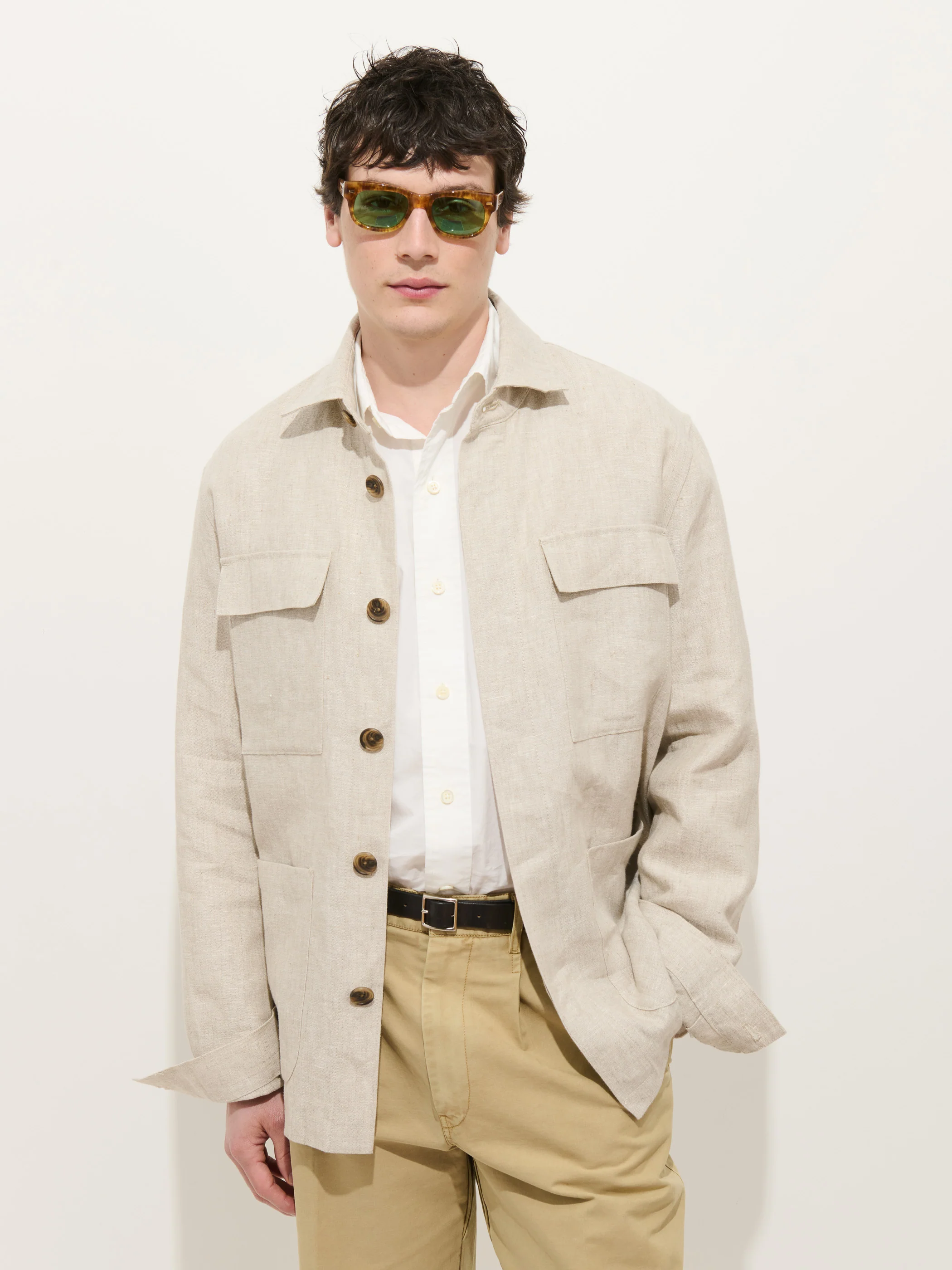 Riviera Work Jacket In Flax Linen