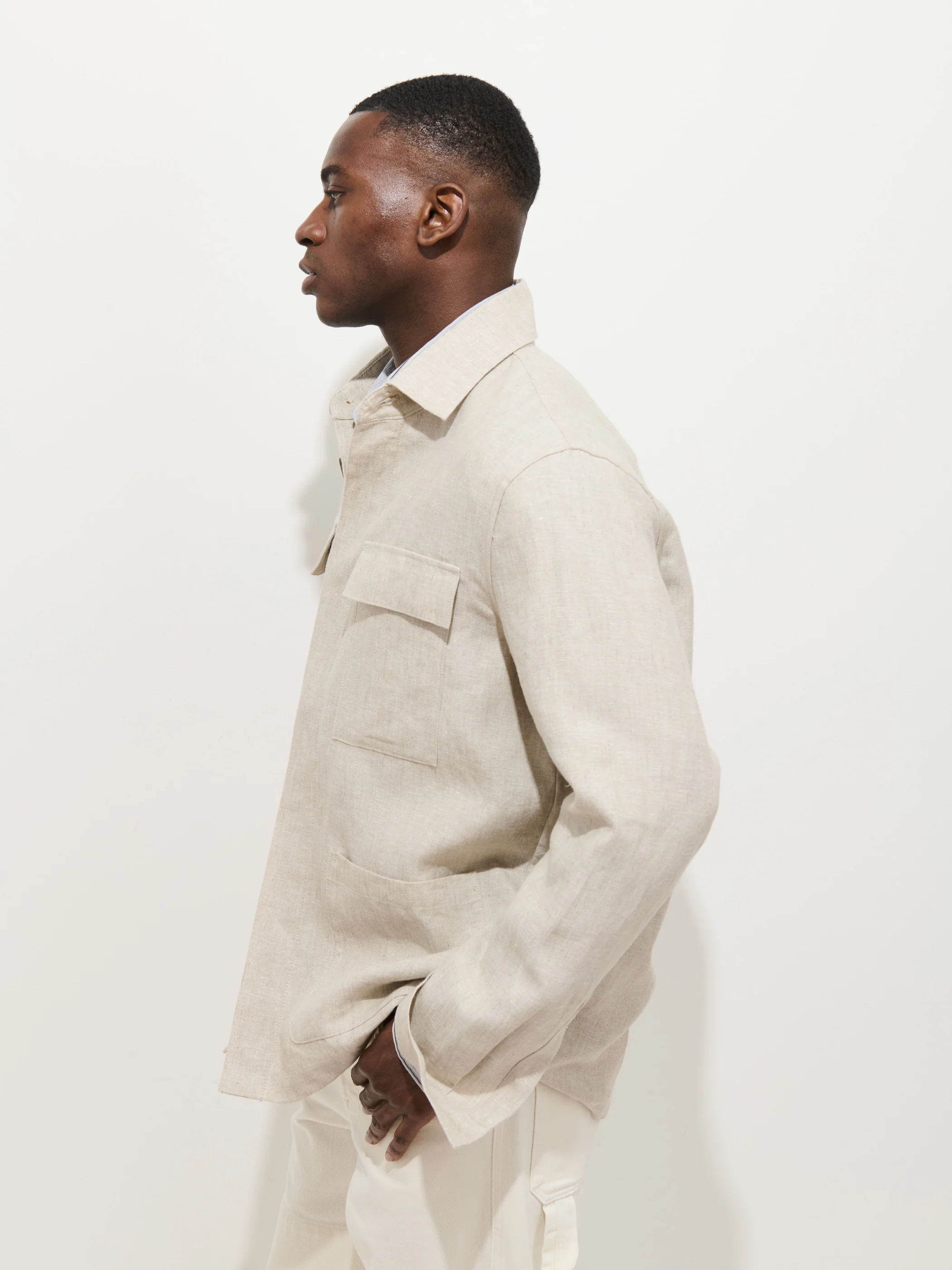 Riviera Work Jacket In Flax Linen - Image 10