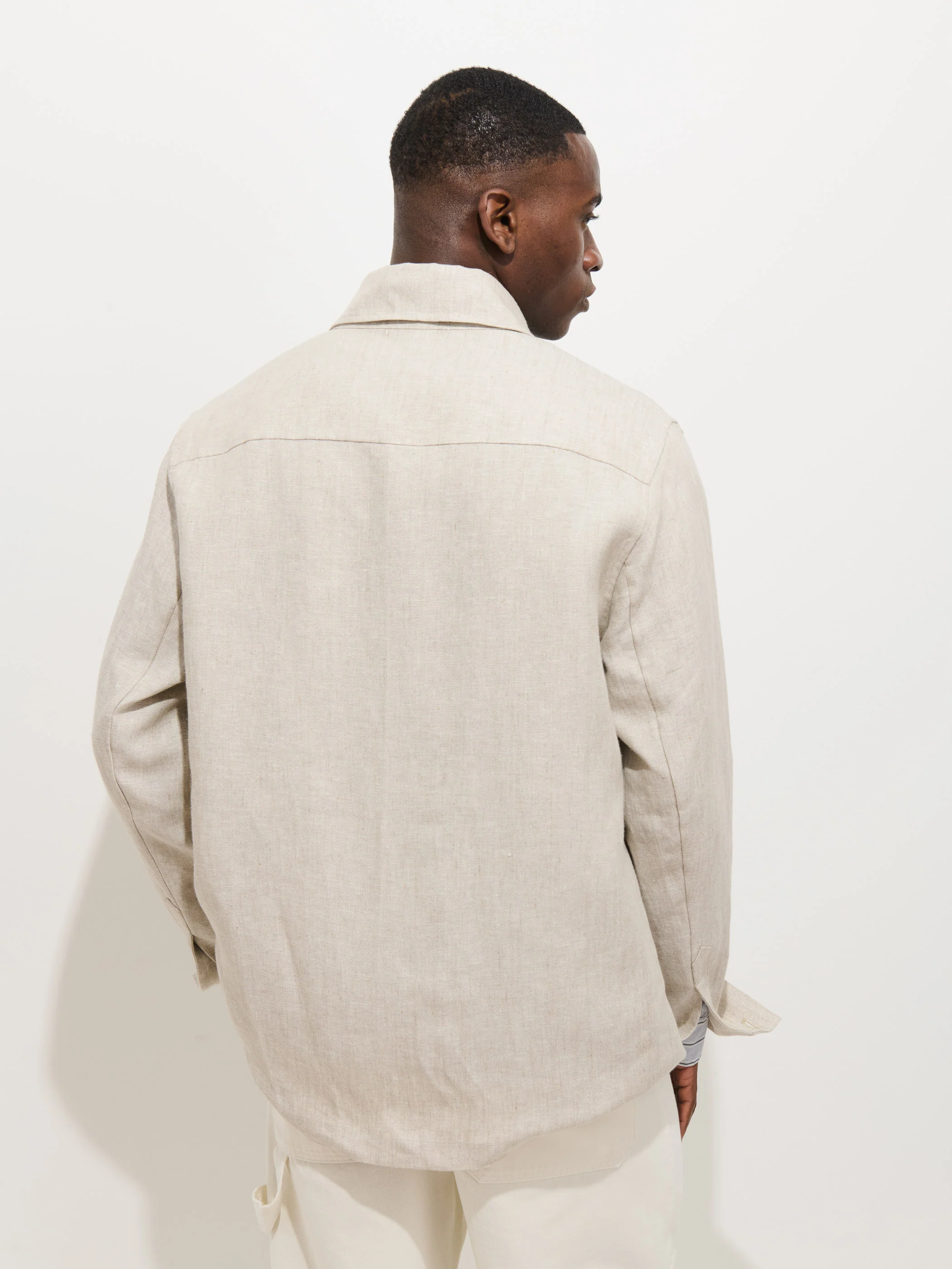 Riviera Work Jacket In Flax Linen - Image 11