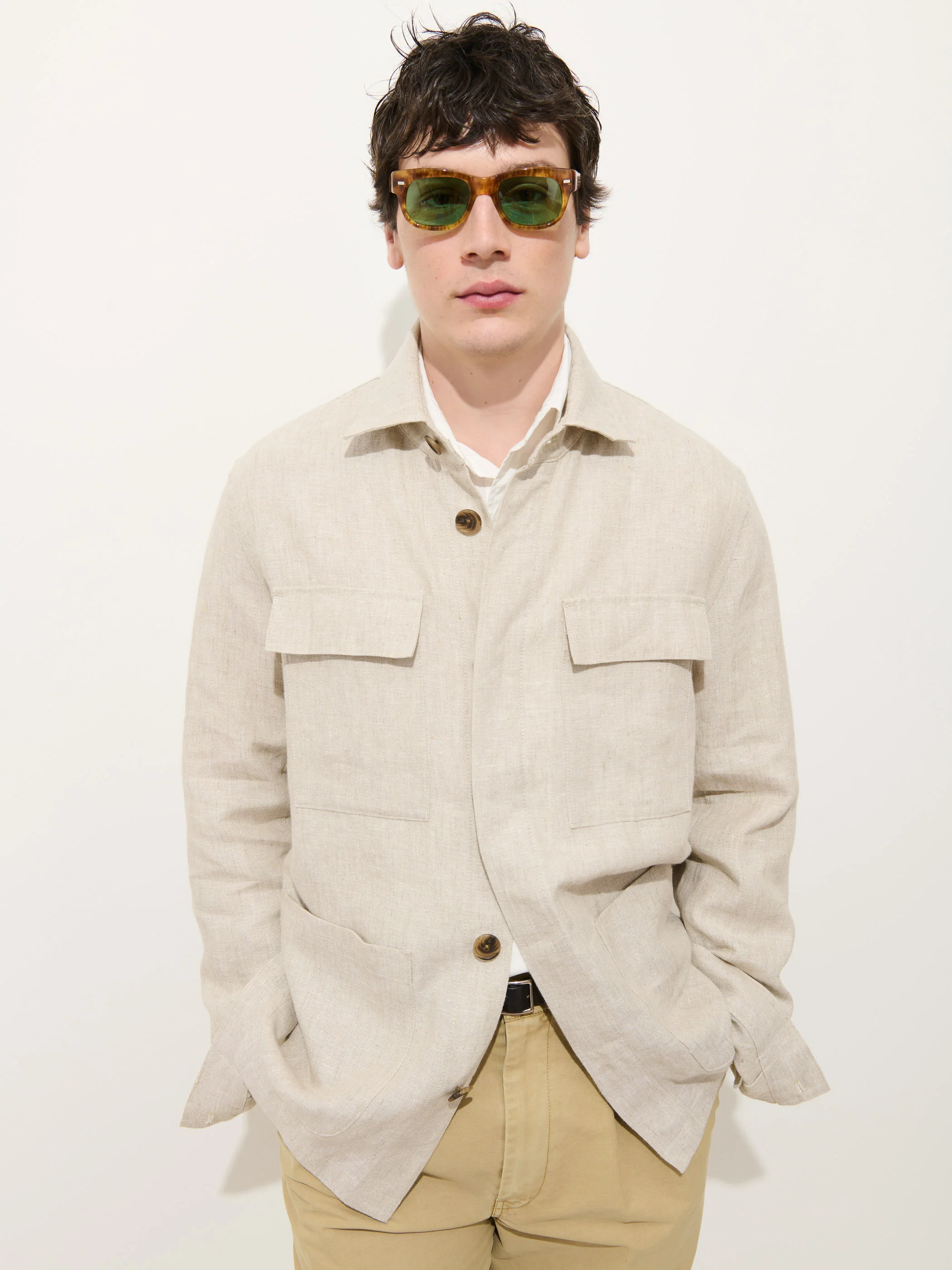 Riviera Work Jacket In Flax Linen - Image 5