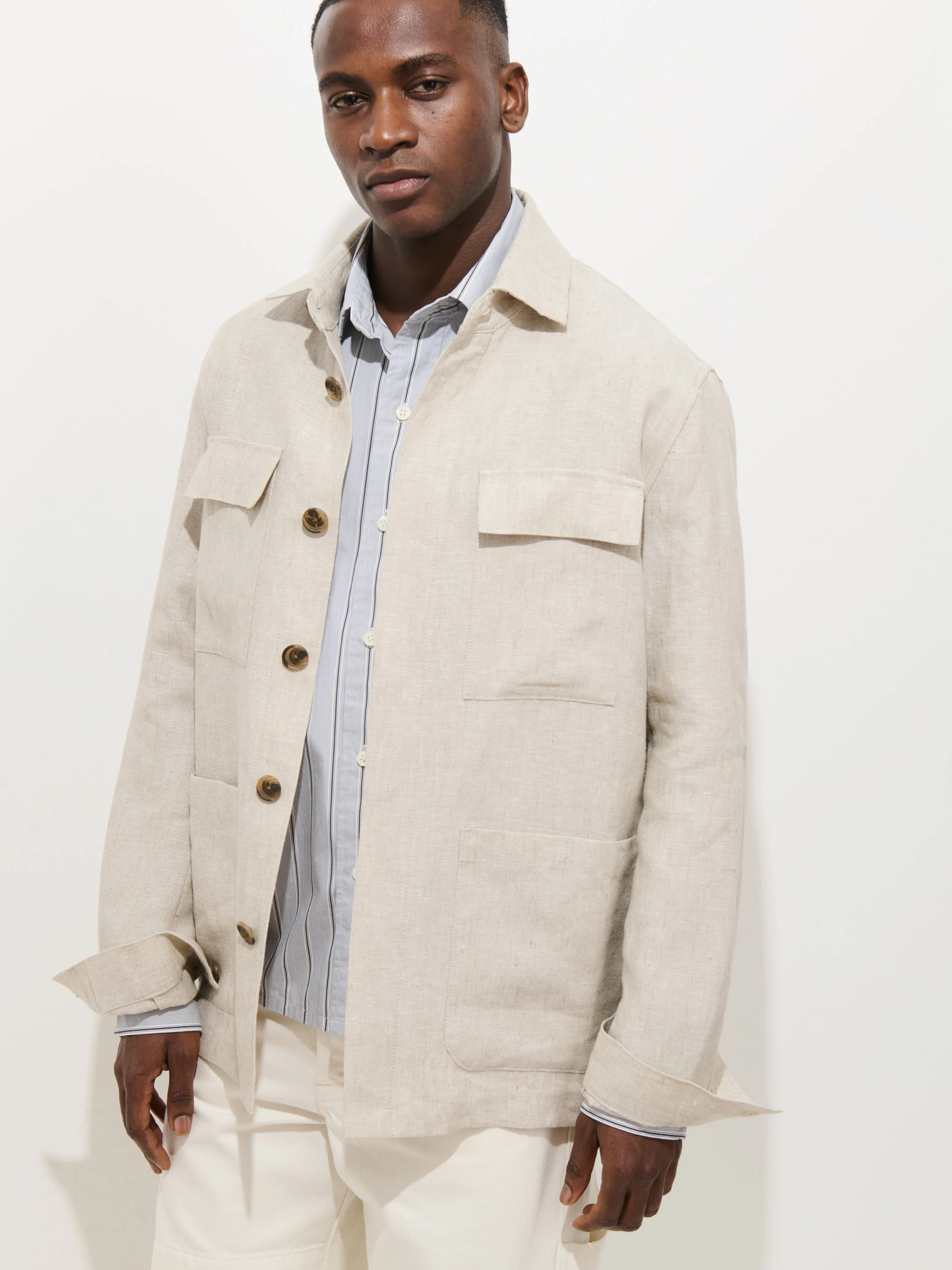 Riviera Work Jacket In Flax Linen - Image 6