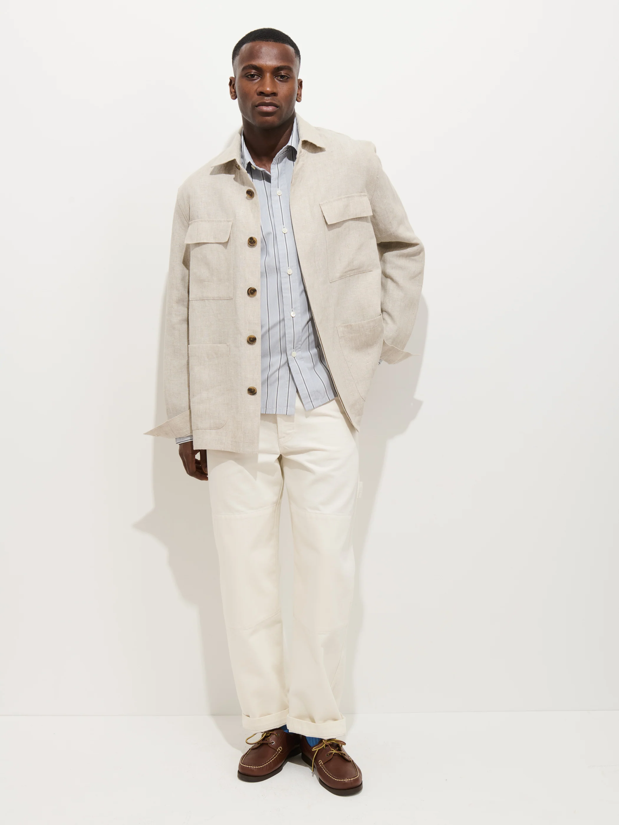 Riviera Work Jacket In Flax Linen - Image 7