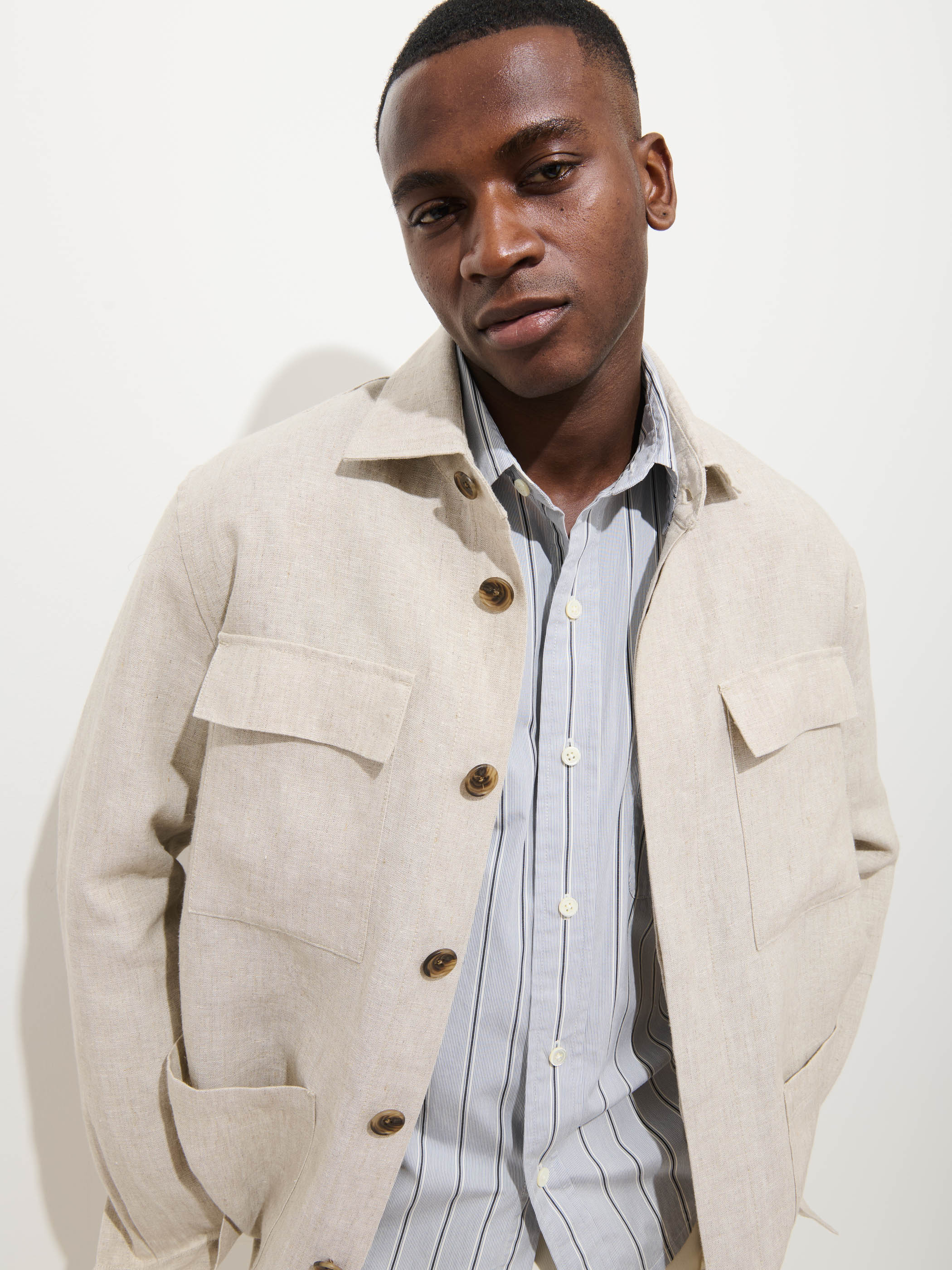 Riviera Work Jacket In Flax Linen - Image 8