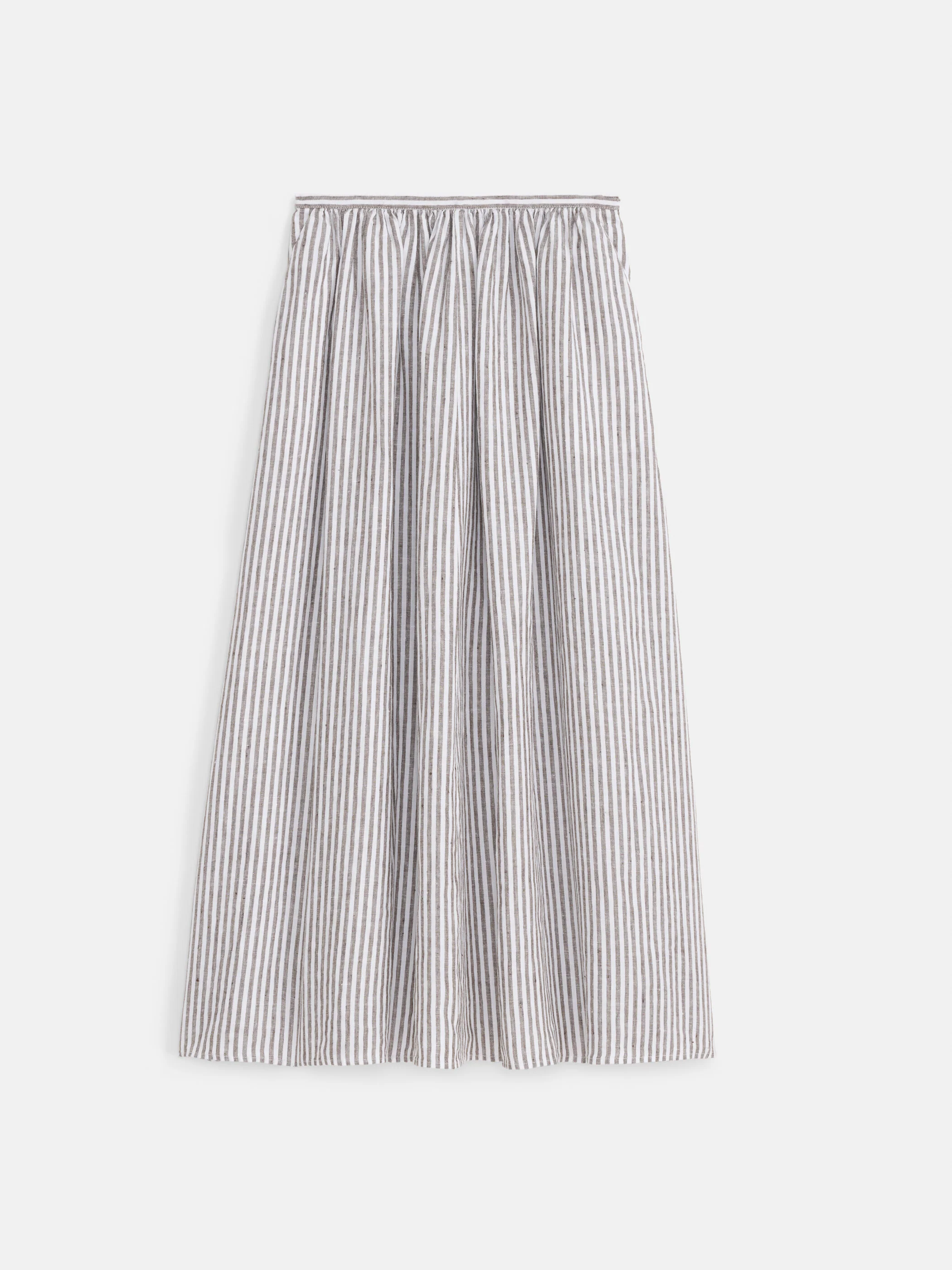 Sarah Striped Skirt In Linen - Image 2