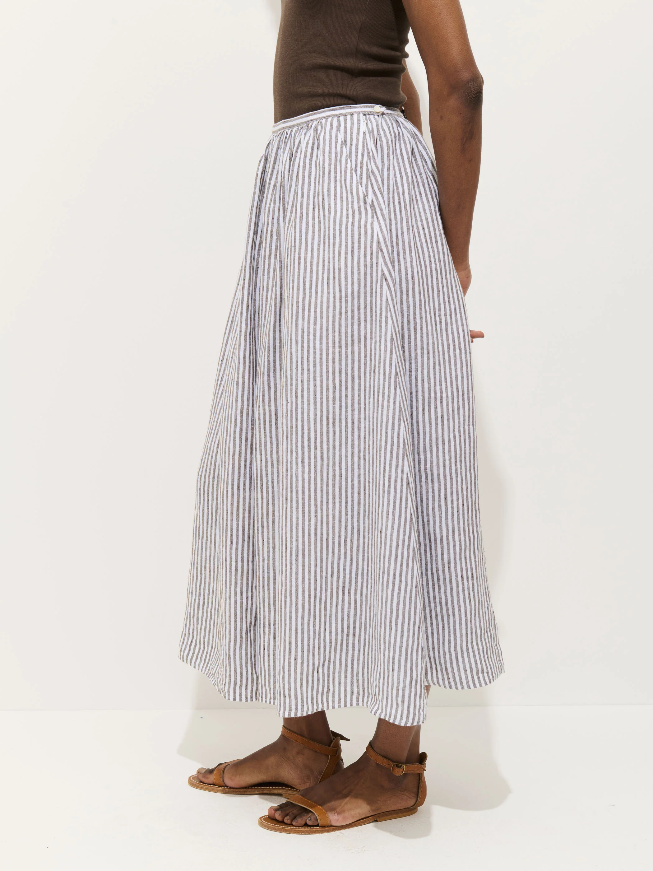 Sarah Striped Skirt In Linen - Image 3