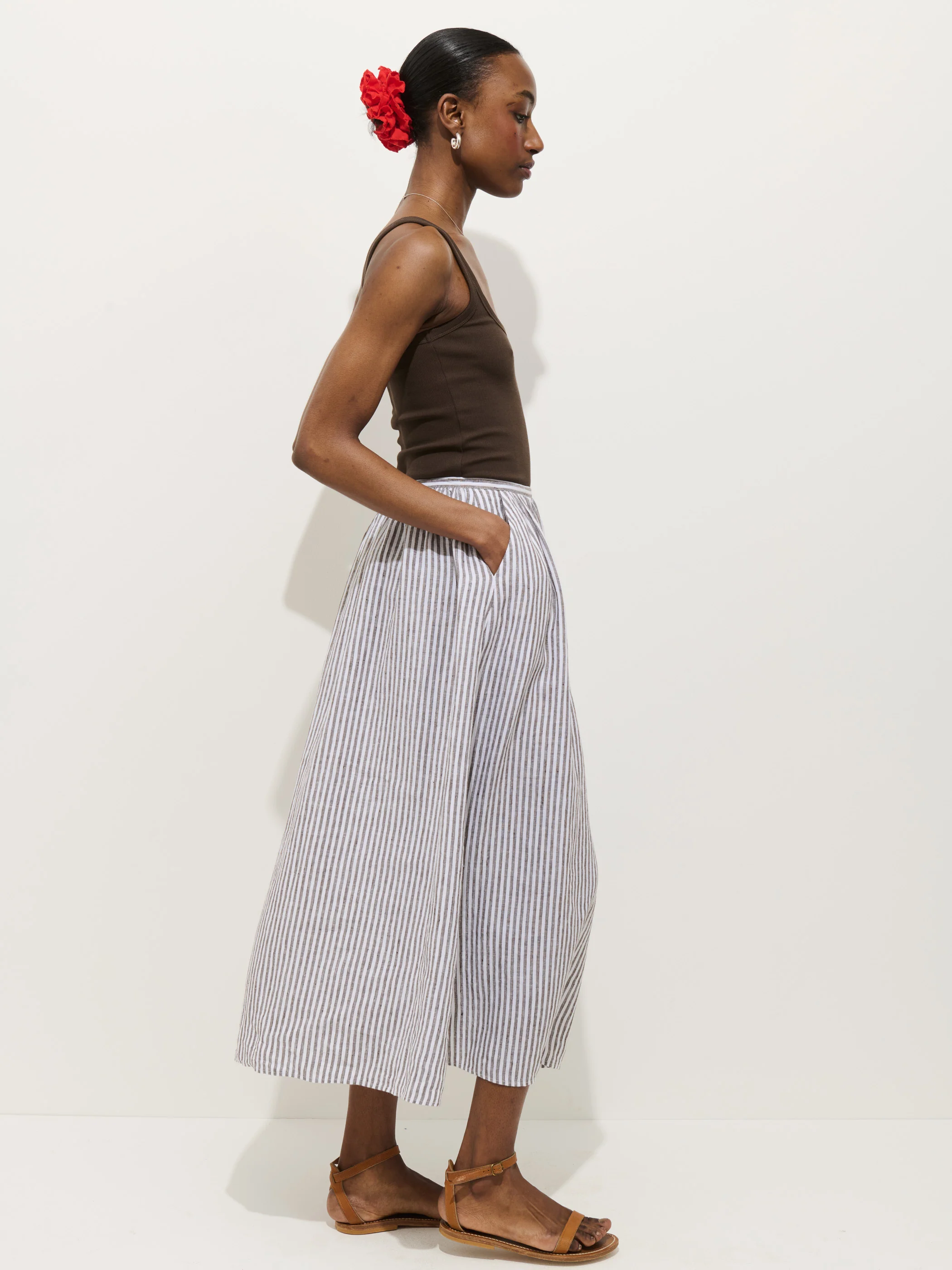 Sarah Striped Skirt In Linen - Image 5