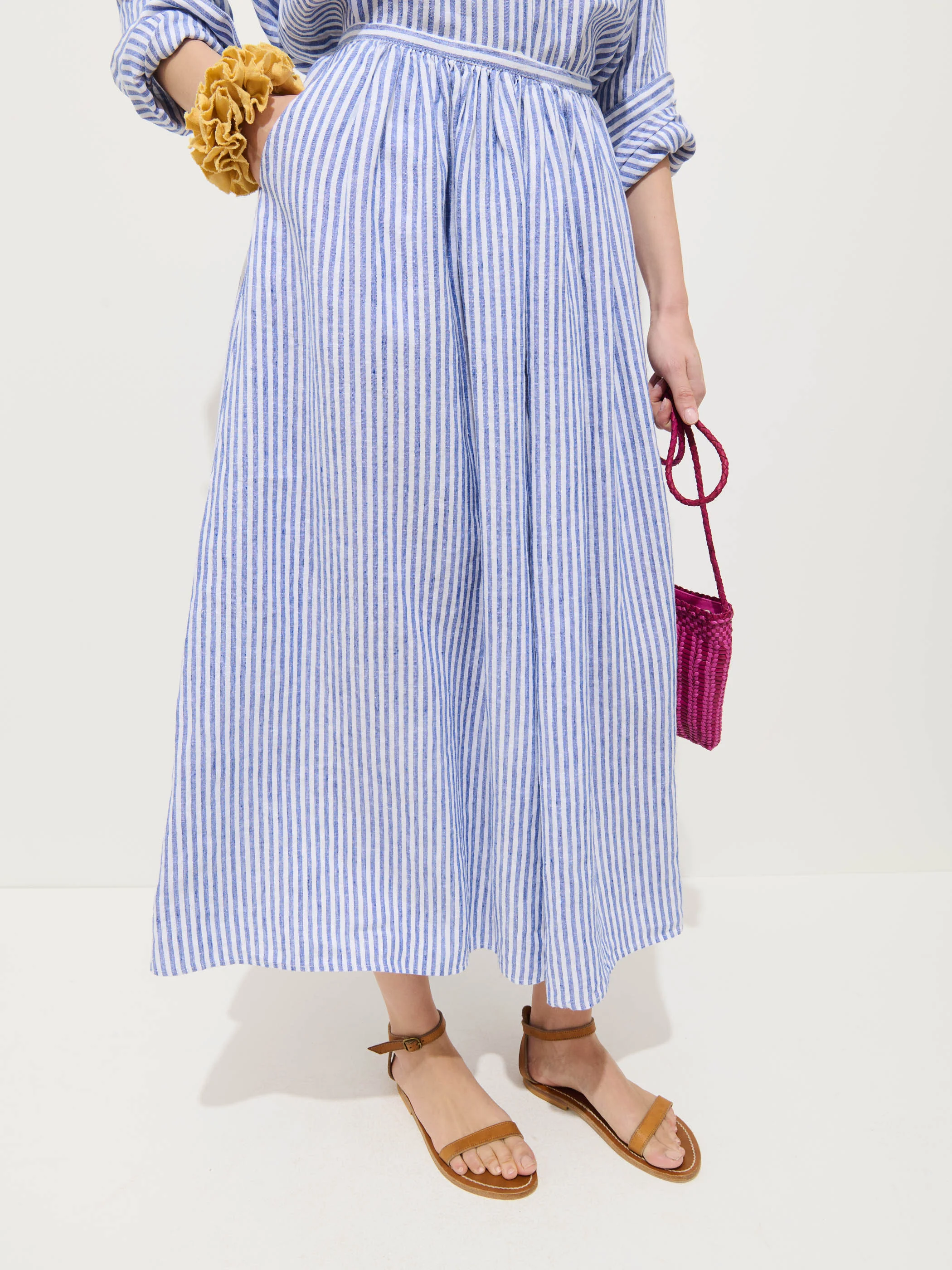 Sarah Striped Skirt In Linen - Image 4