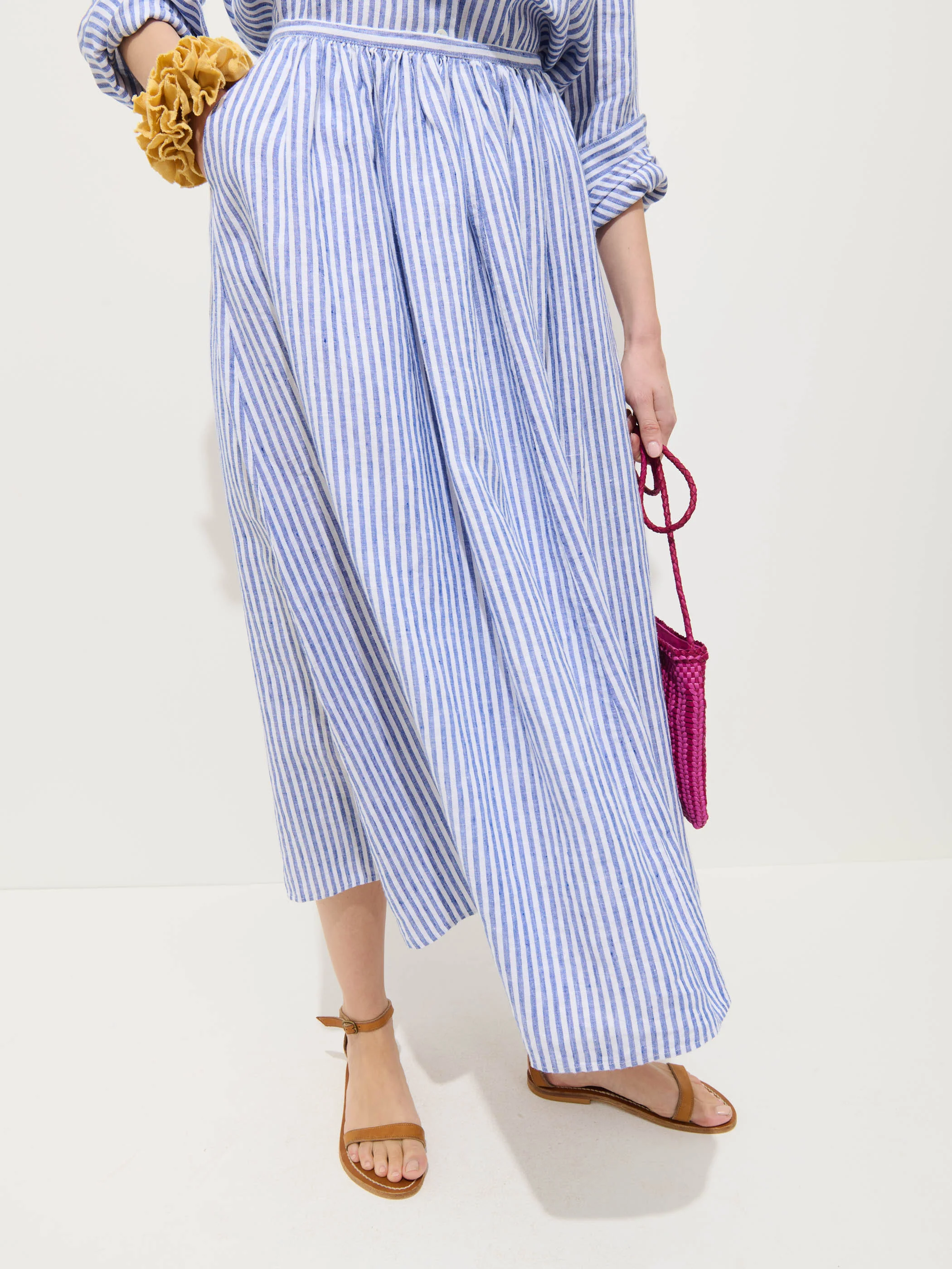 Sarah Striped Skirt In Linen - Image 5