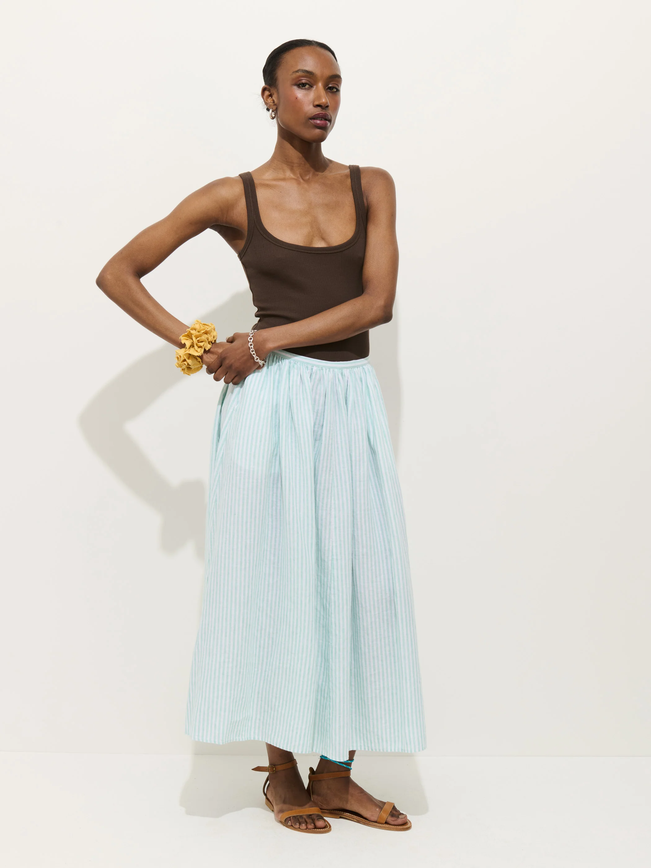 Sarah Striped Skirt In Linen - Image 3