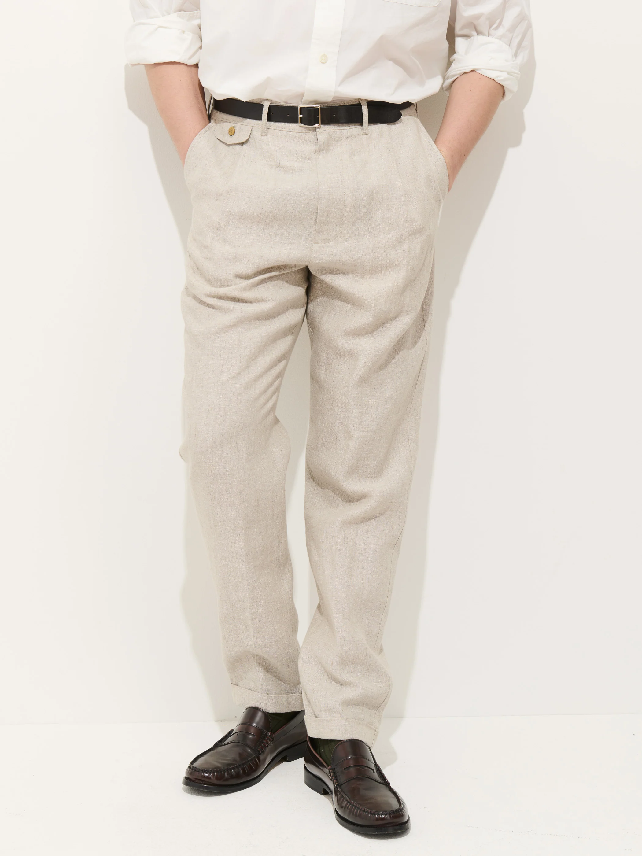 Standard Pleated Pant In Flax Linen - Image 5