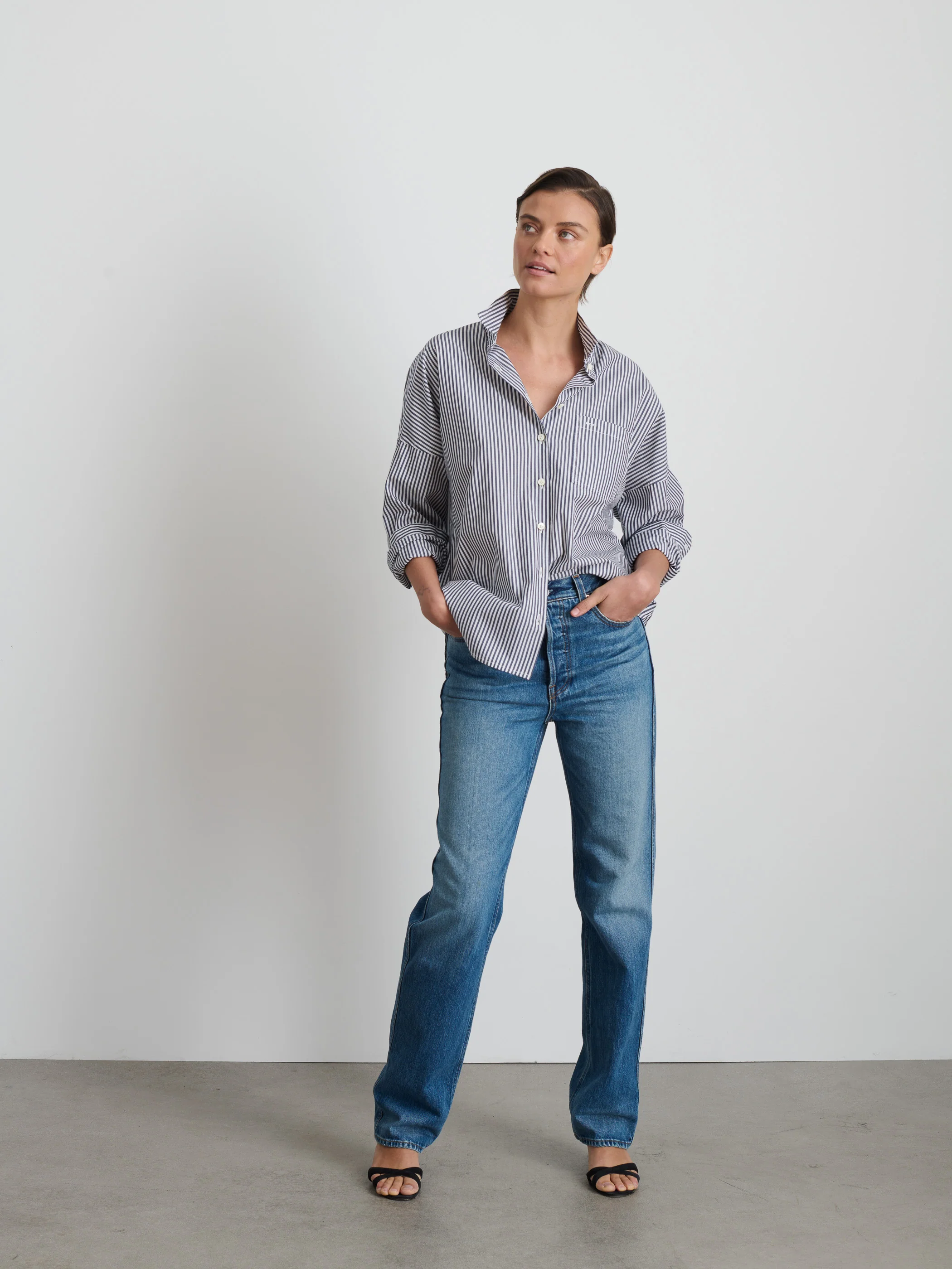 Jo Shirt in Striped Cotton Poplin - Image 3