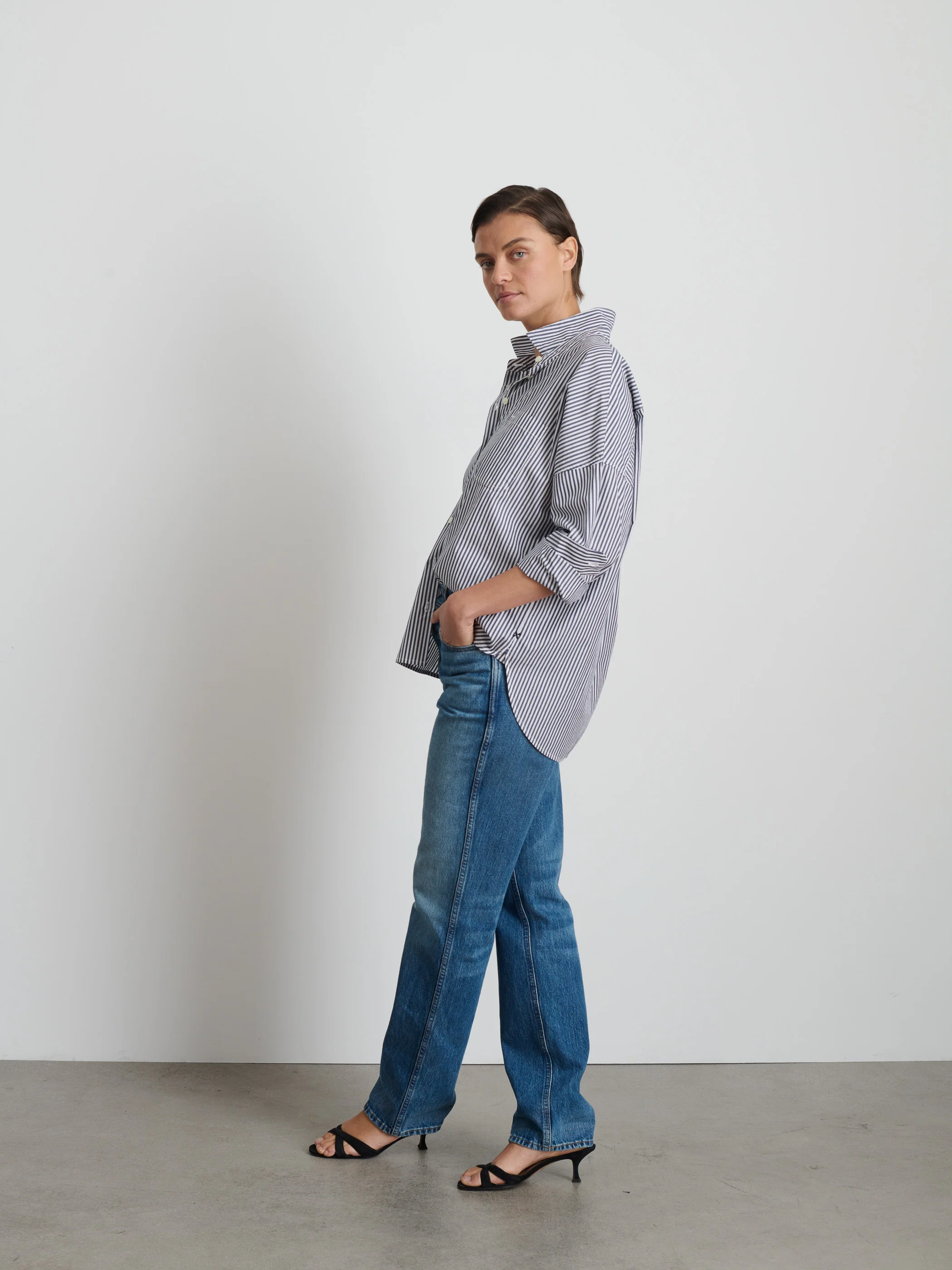 Jo Shirt in Striped Cotton Poplin - Image 4