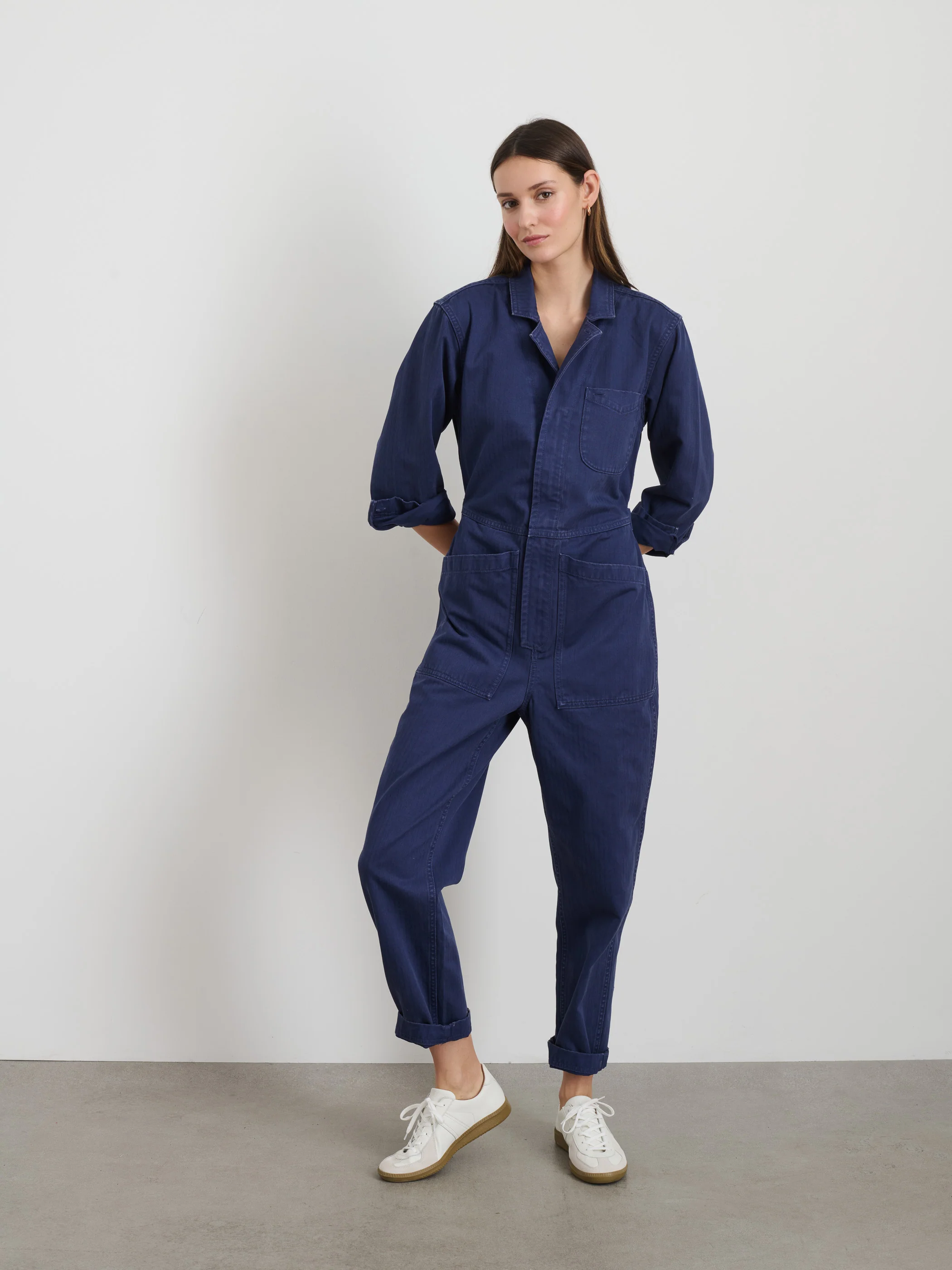 Standard Zip Jumpsuit in Herringbone - Image 6