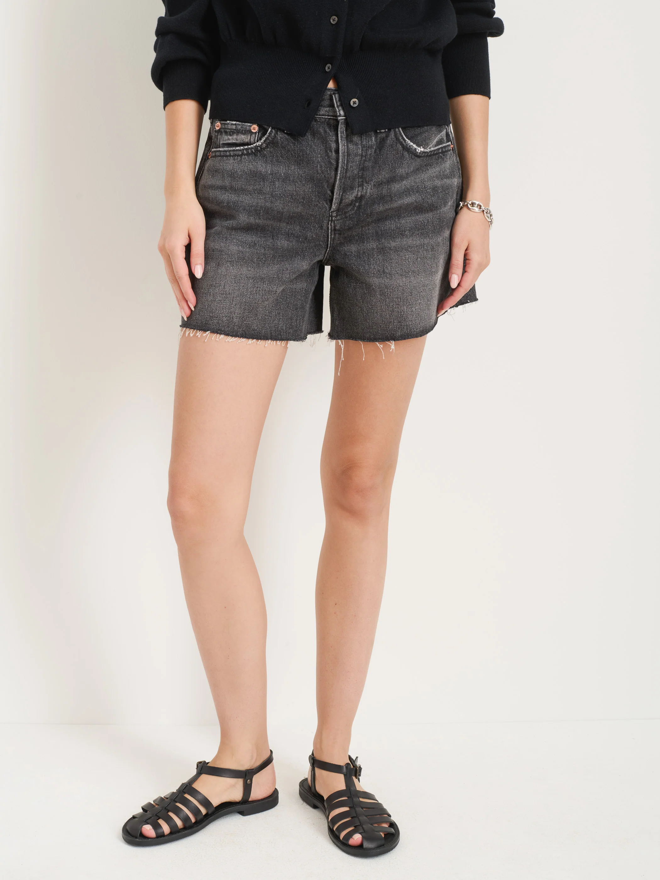 Stella Short in Black Denim - Image 3