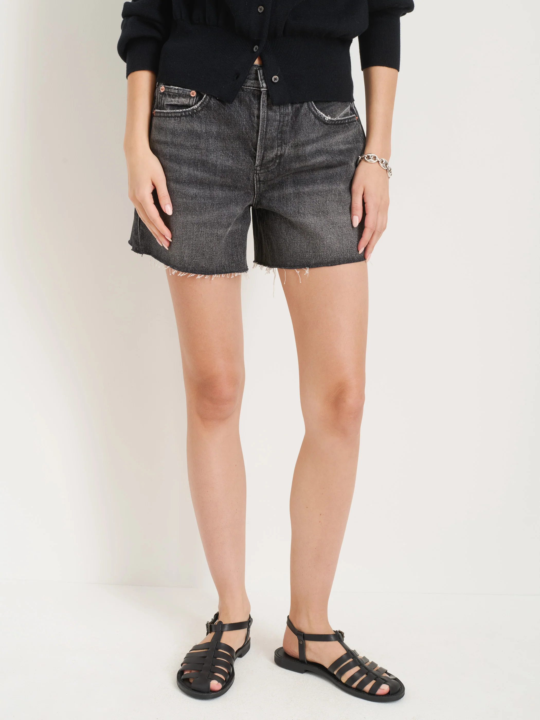 Stella Short in Black Denim - Image 4