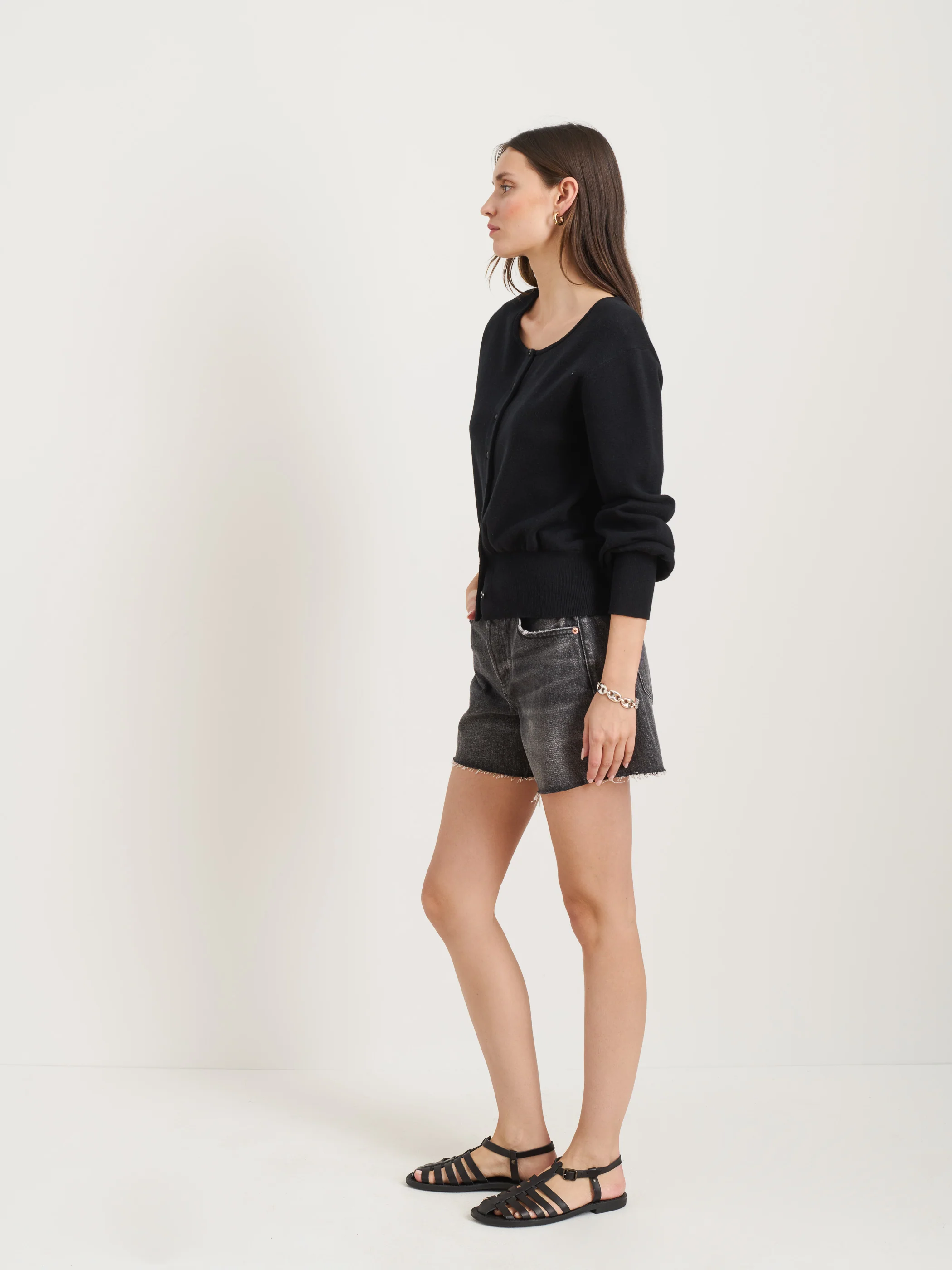 Stella Short in Black Denim - Image 5