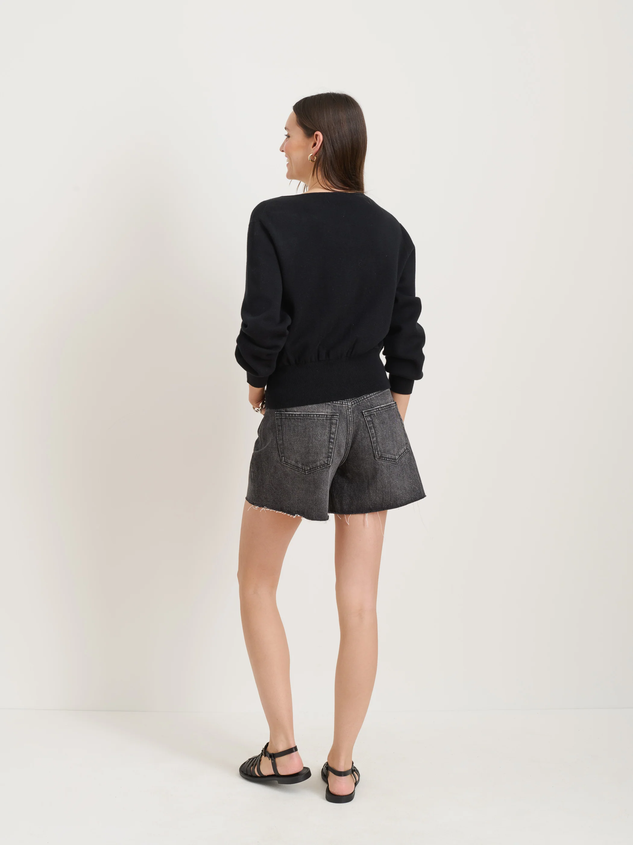 Stella Short in Black Denim - Image 6