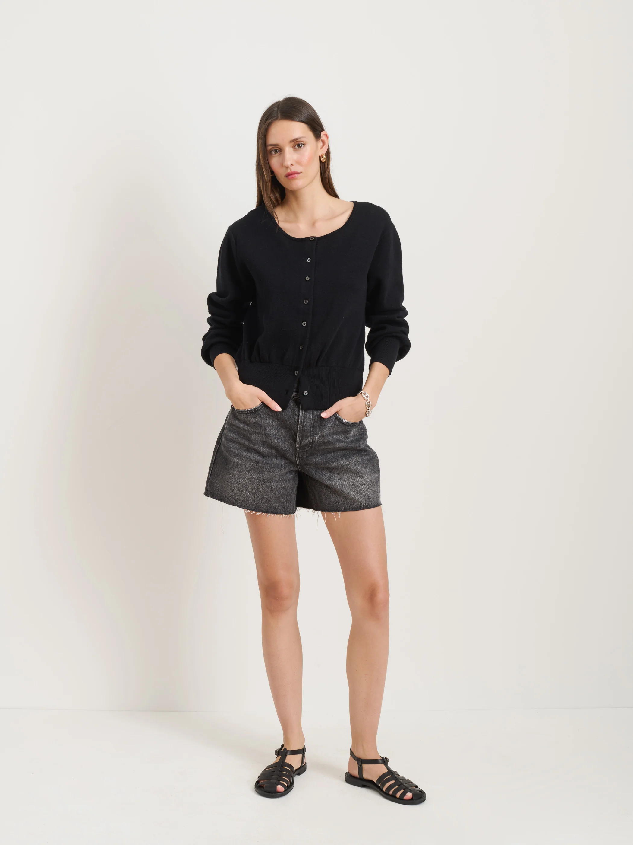 Stella Short in Black Denim - Image 7