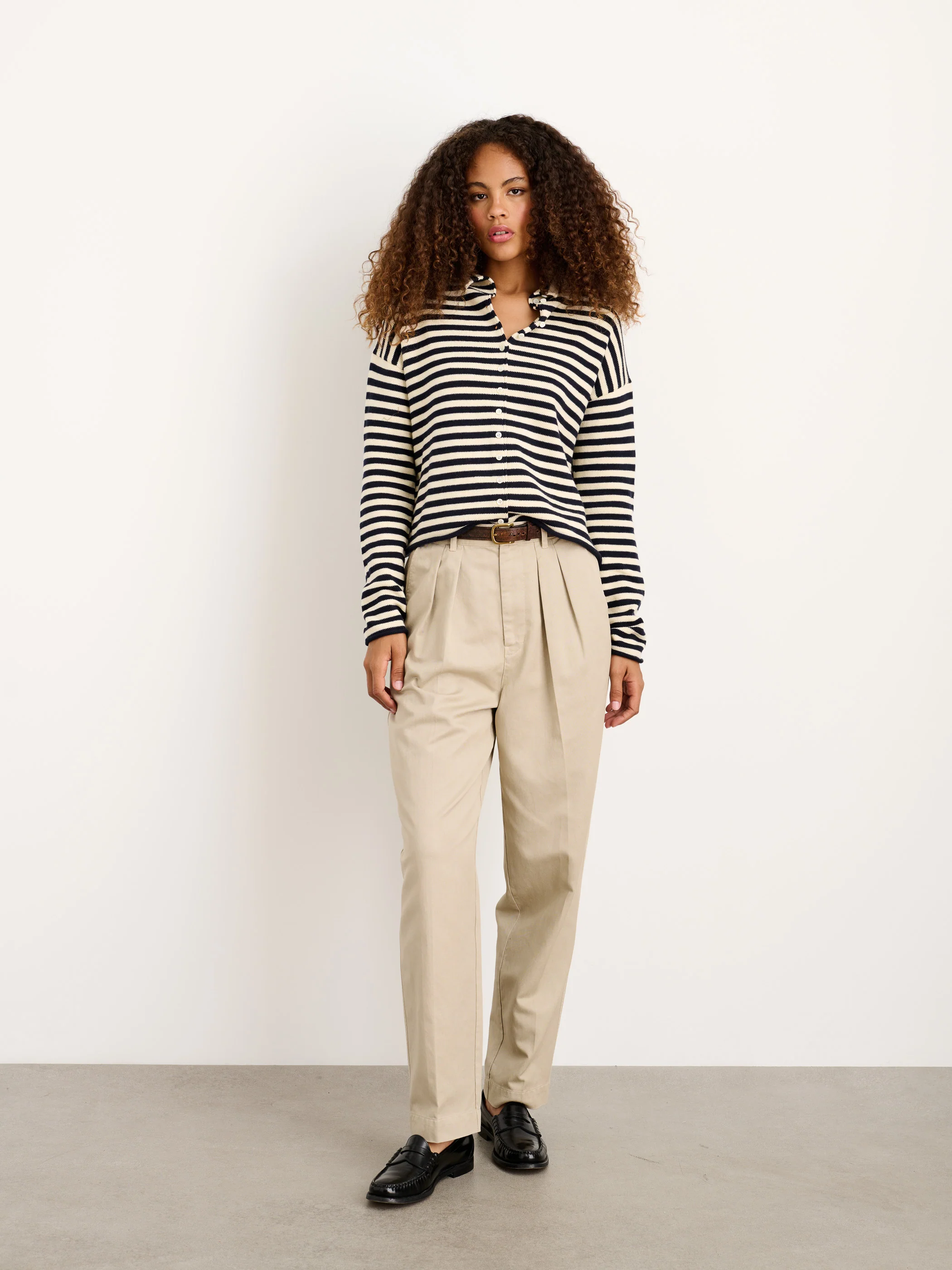 Taylor Striped Cardigan In Cotton Cashmere - Image 3