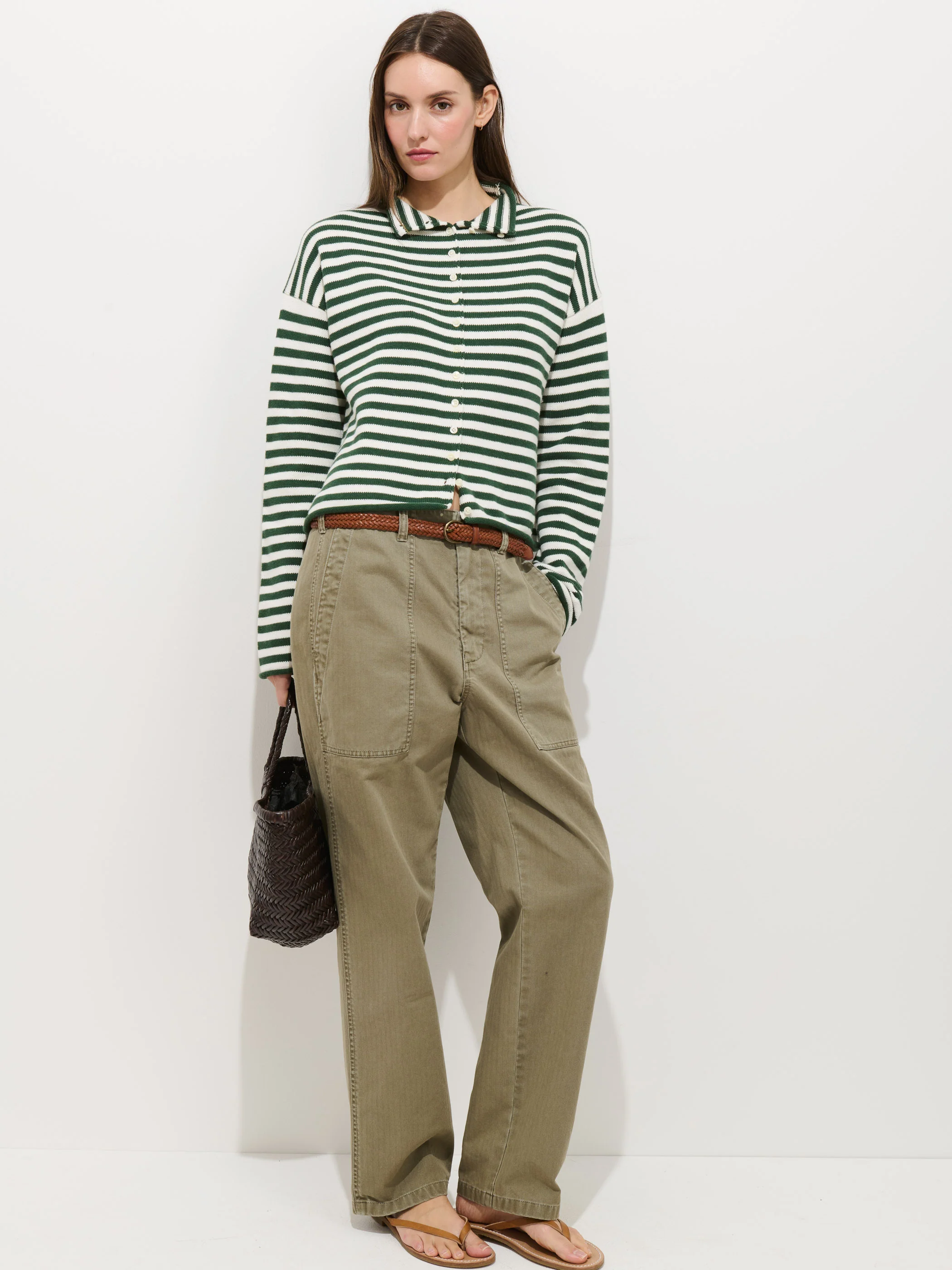 Taylor Striped Cardigan In Cotton Cashmere - Image 3