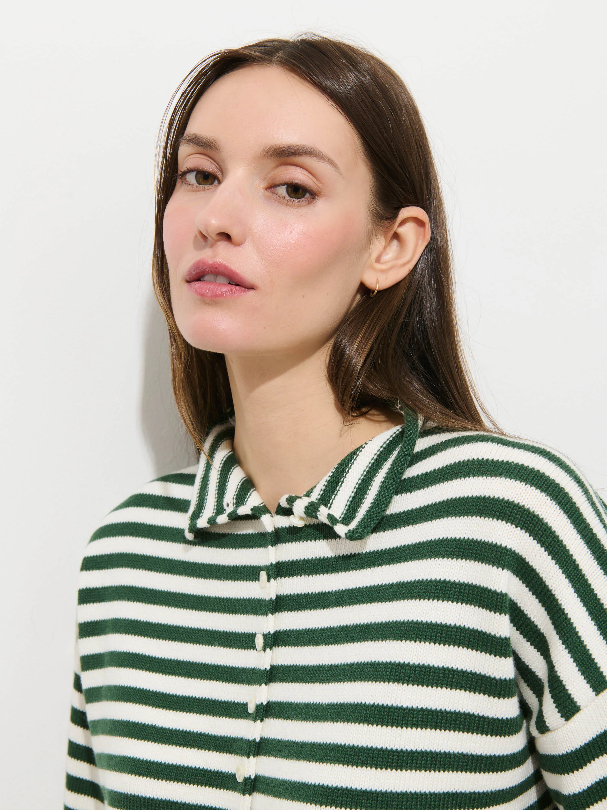 Taylor Striped Cardigan In Cotton Cashmere - Image 4