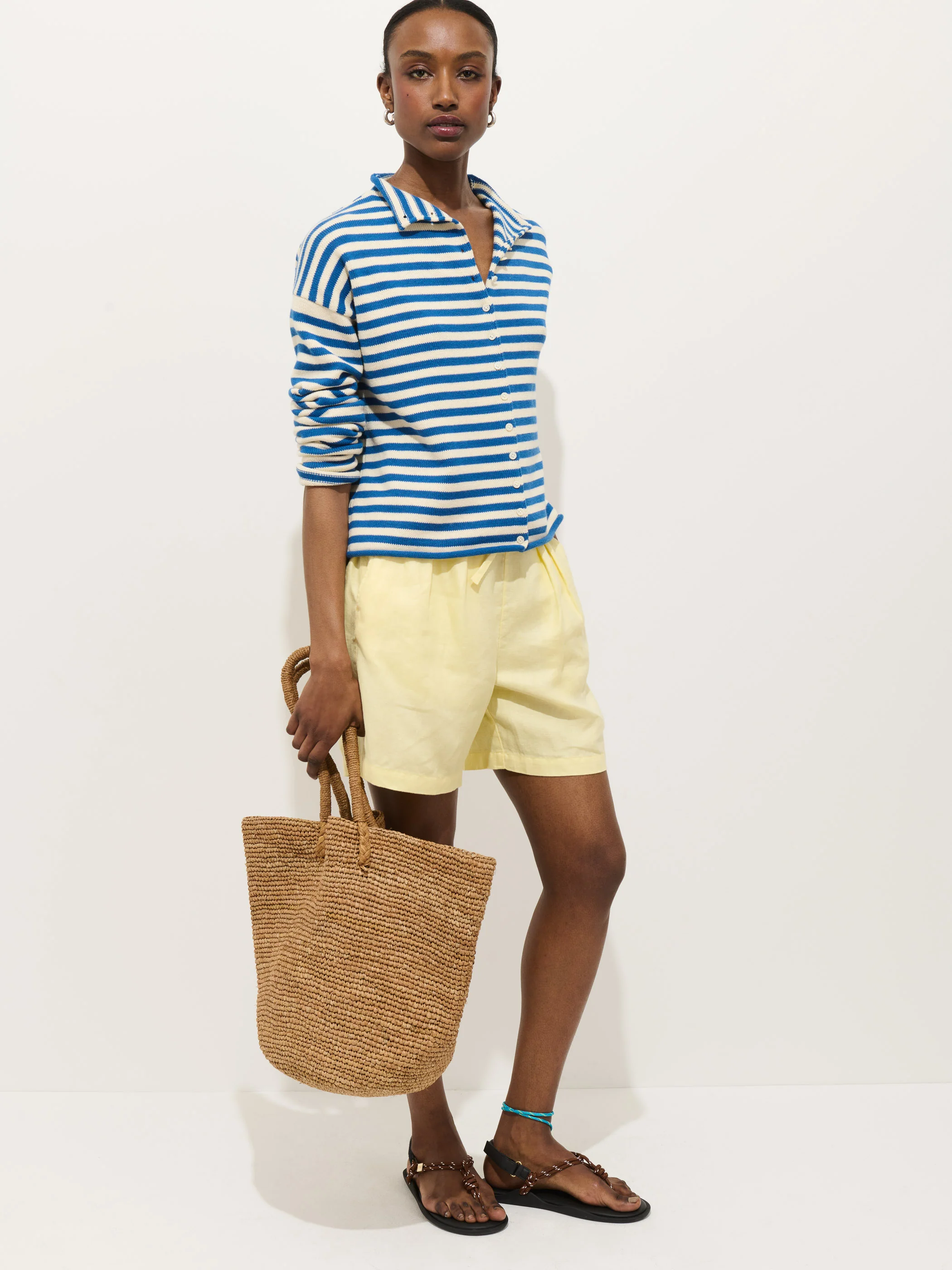 Taylor Striped Cardigan In Cotton Cashmere - Image 3