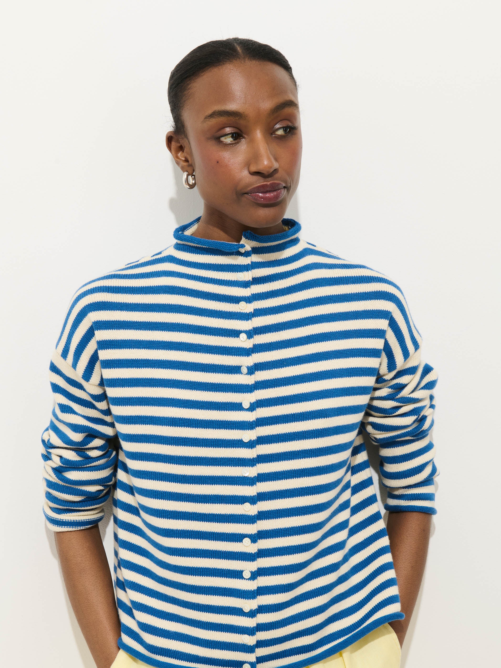 Taylor Striped Cardigan In Cotton Cashmere - Image 4