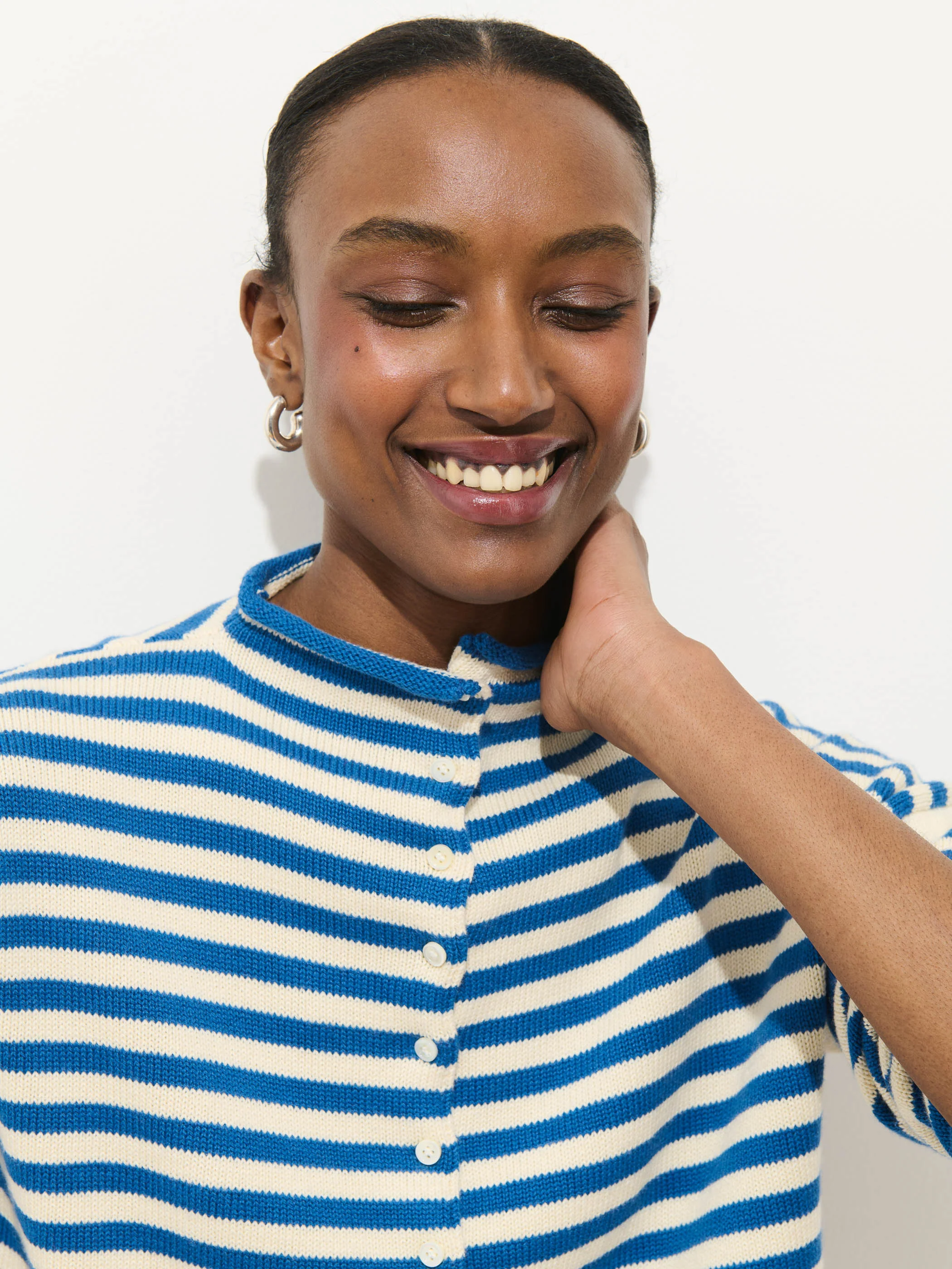 Taylor Striped Cardigan In Cotton Cashmere - Image 5