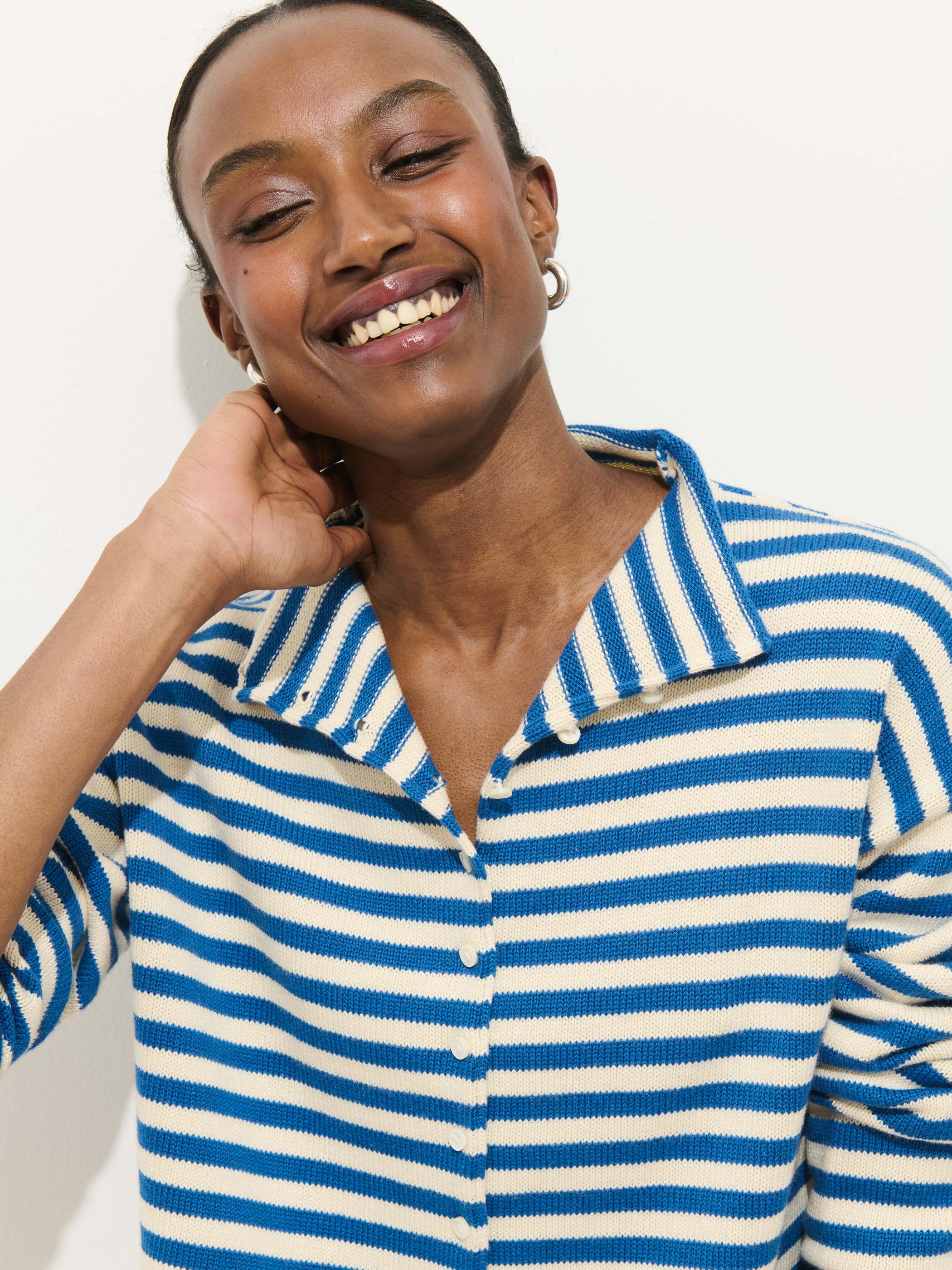 Taylor Striped Cardigan In Cotton Cashmere - Image 6