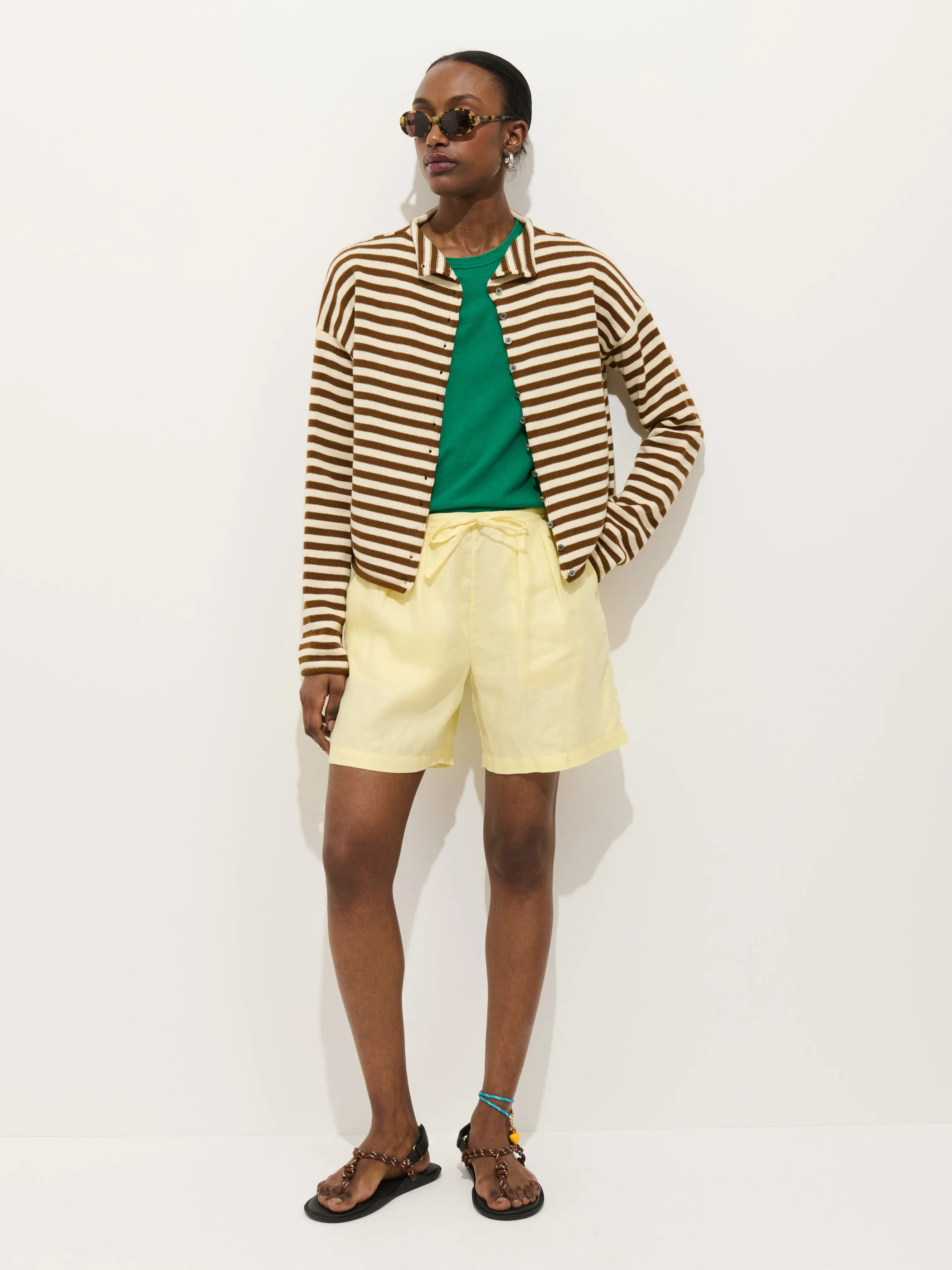 Taylor Striped Cardigan In Cotton Cashmere - Image 3
