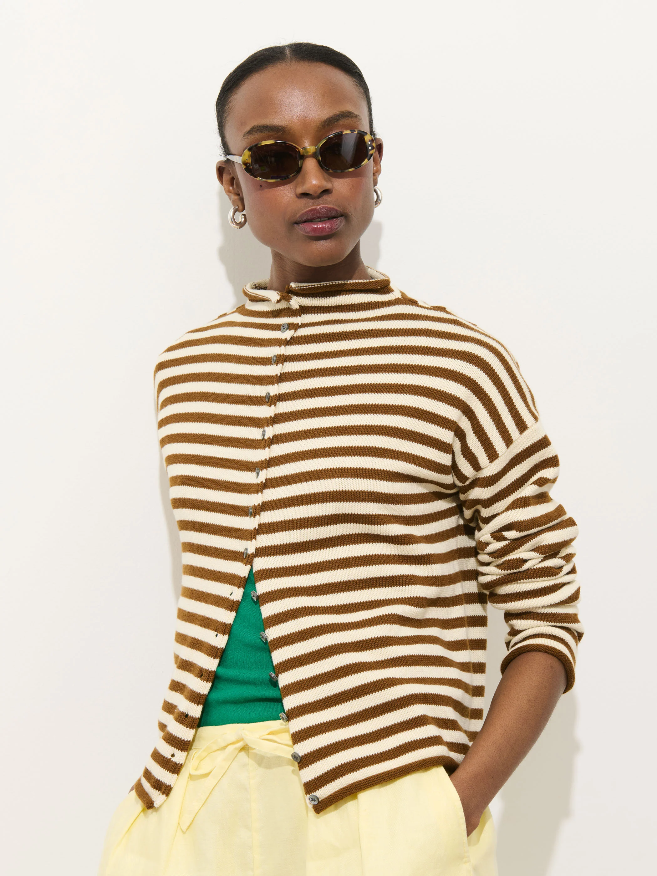 Taylor Striped Cardigan In Cotton Cashmere - Image 5