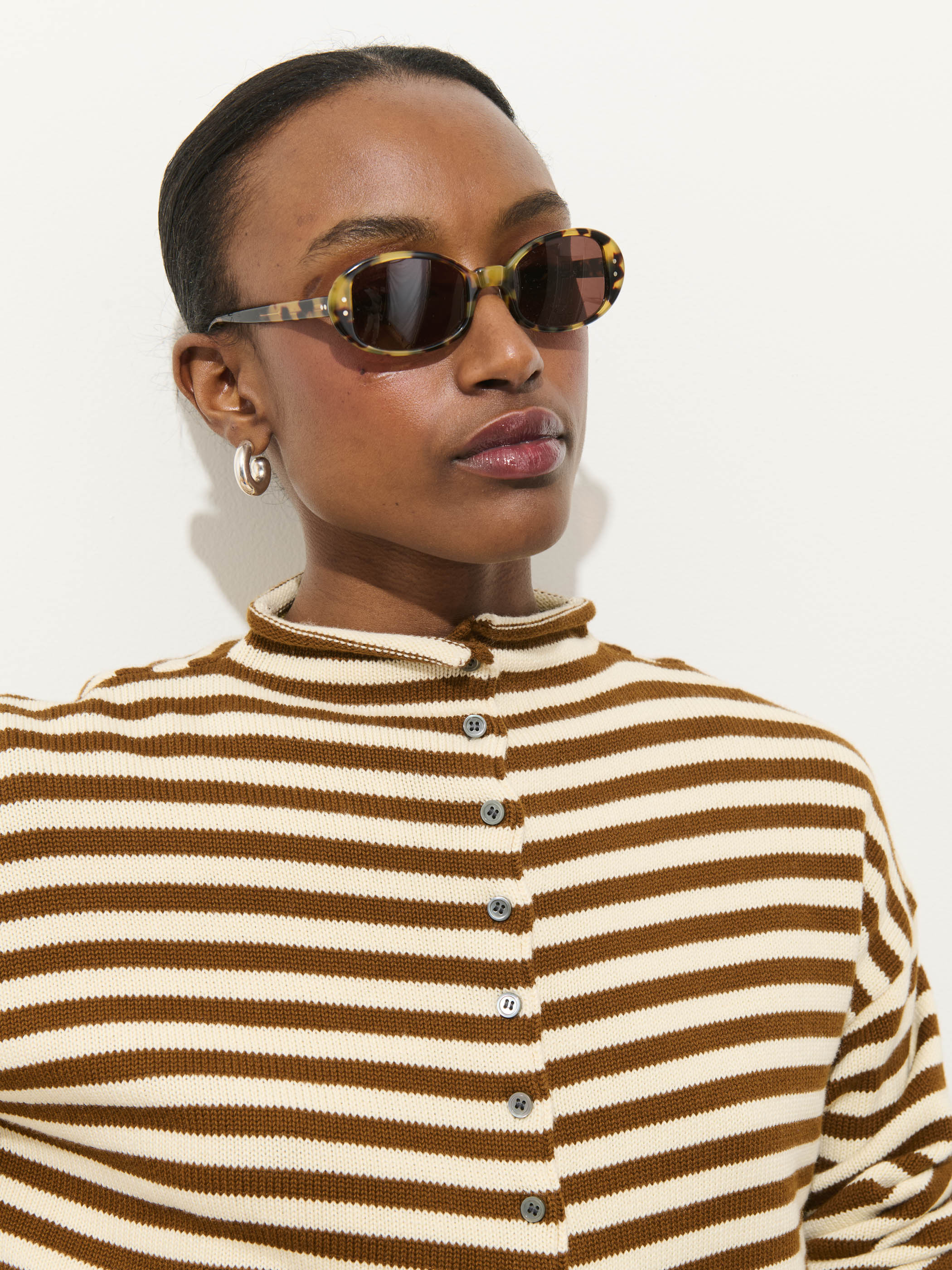 Taylor Striped Cardigan In Cotton Cashmere - Image 6